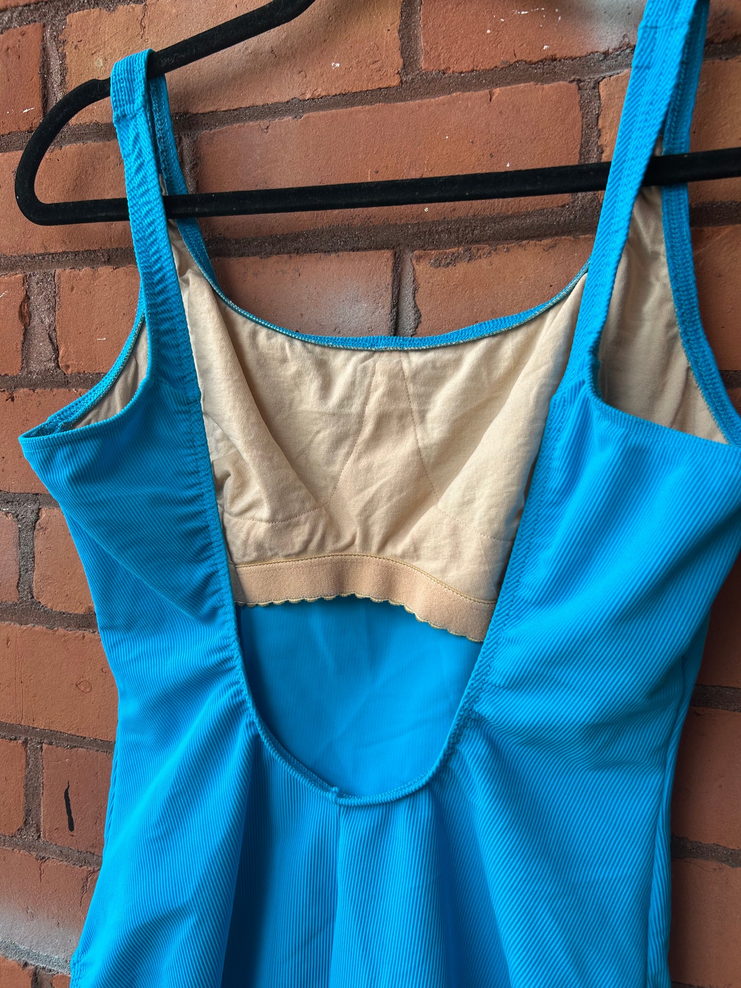 90’s Vintage Blue Low Back Swim Suit / Size L
