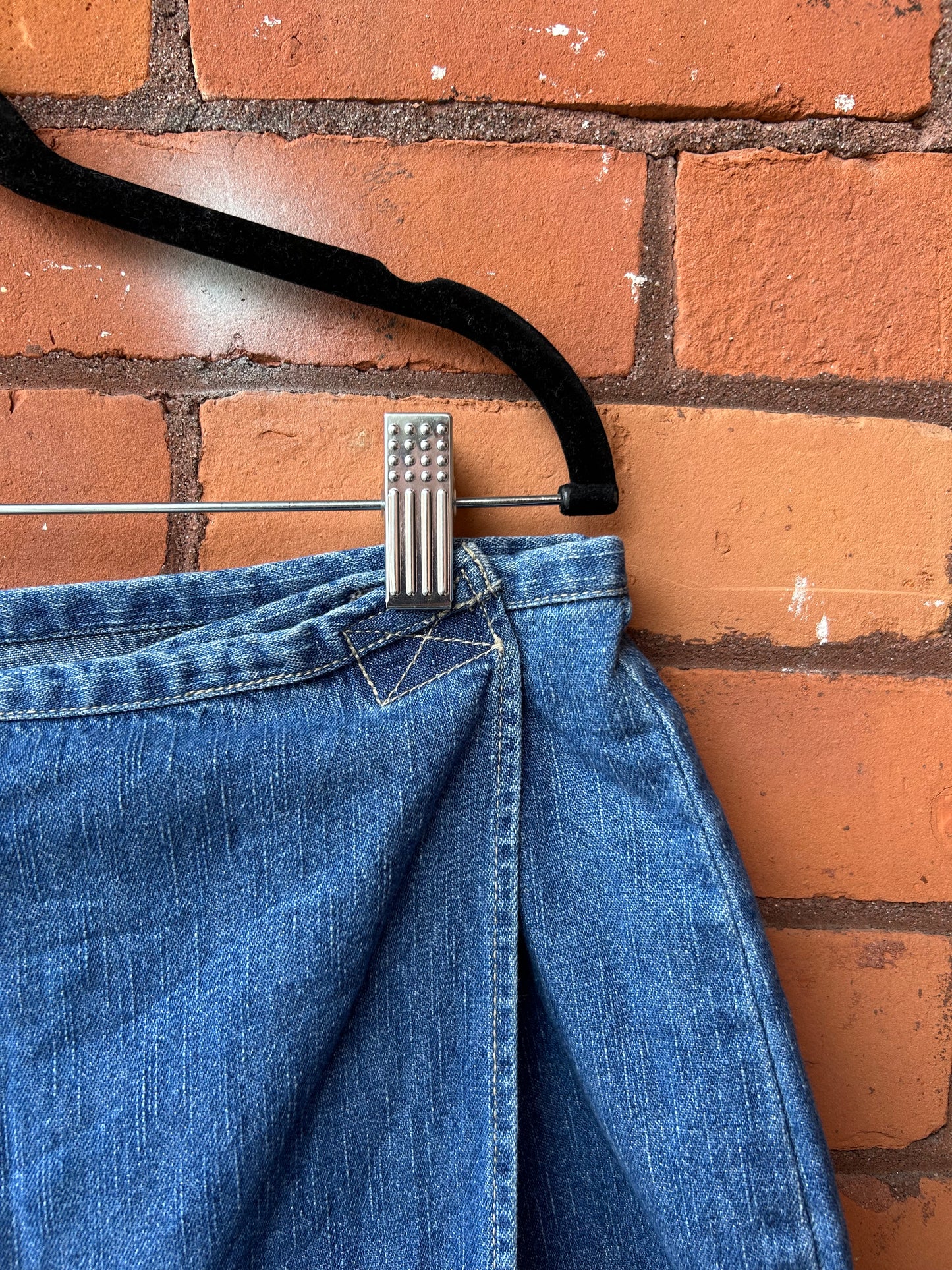 90’s Vintage Blue Denim Wrap Skort / 34 Waist