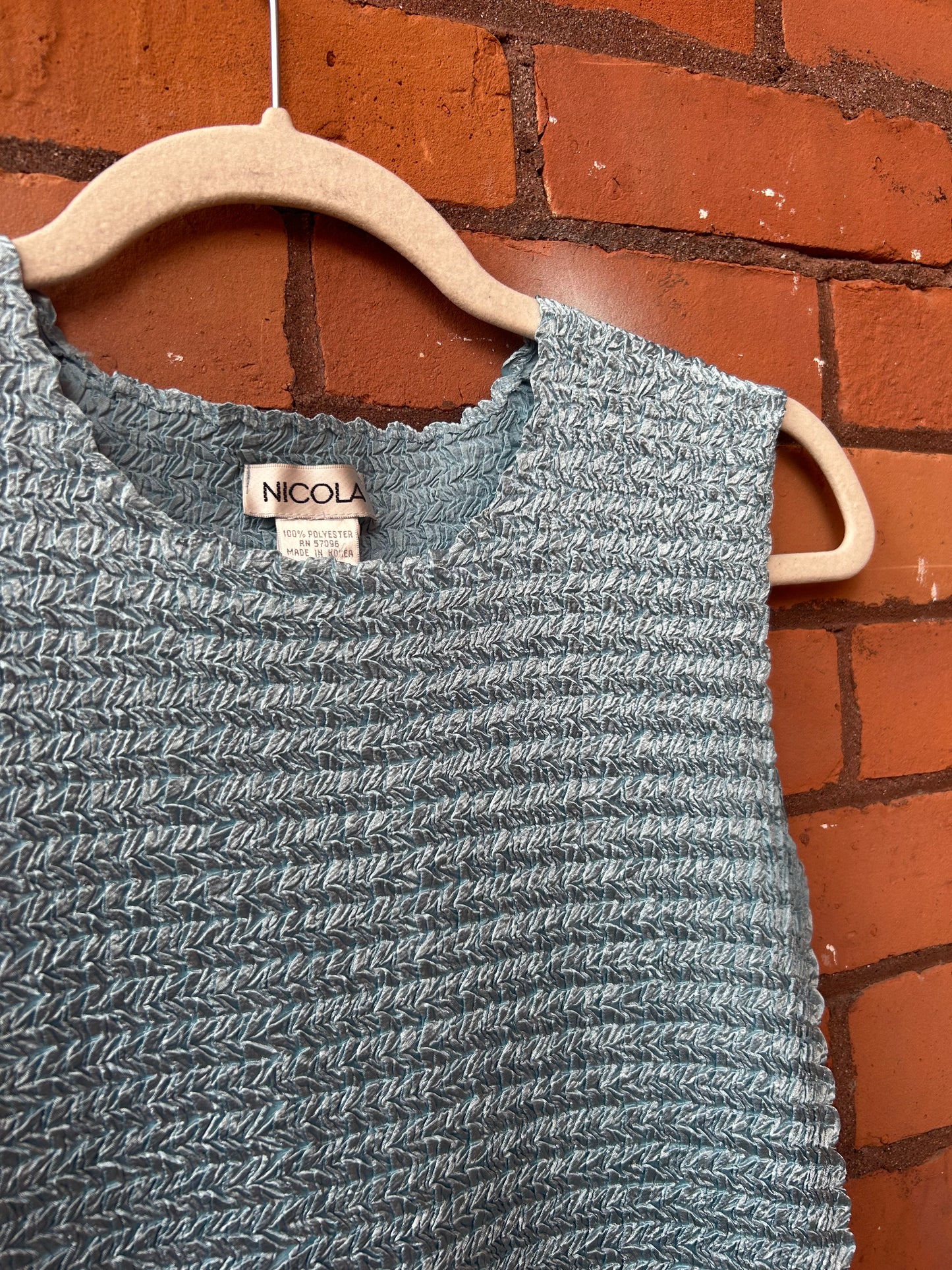 90’s Vintage Light Blue Satin Ruched Tank Top / Size M
