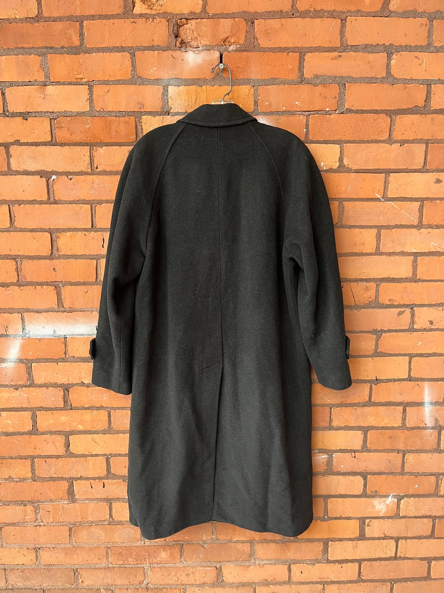 90’s Vintage Black Wool & Cashmere Over Coat / Size L