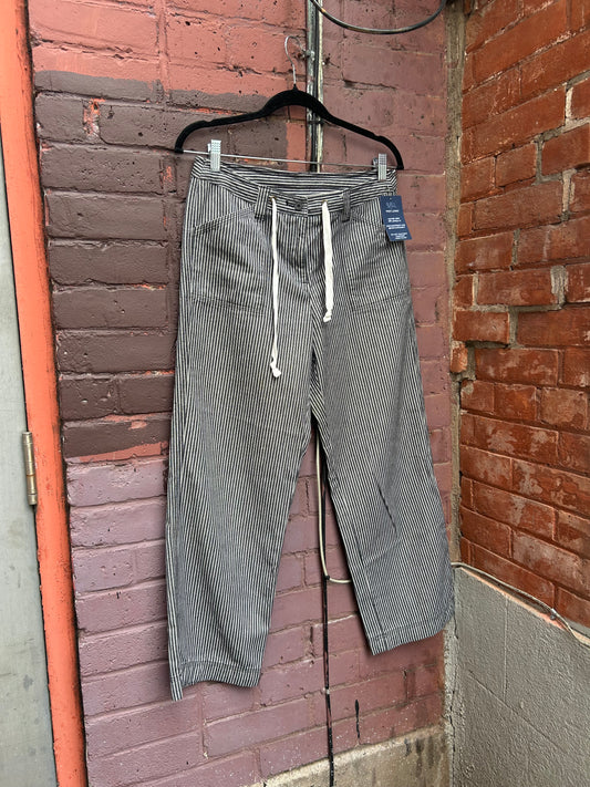 Y2K Vintage Cotton Black & White Striped Summer Pants / 6