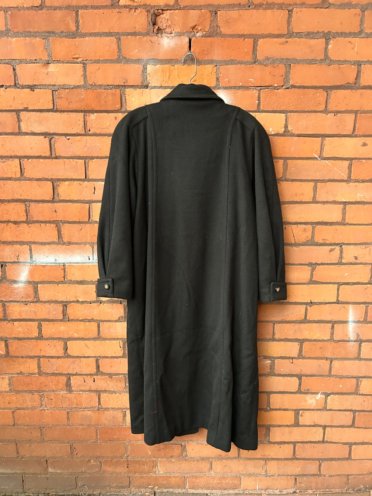 90’s Vintage Black Wool Overcoat / Size M