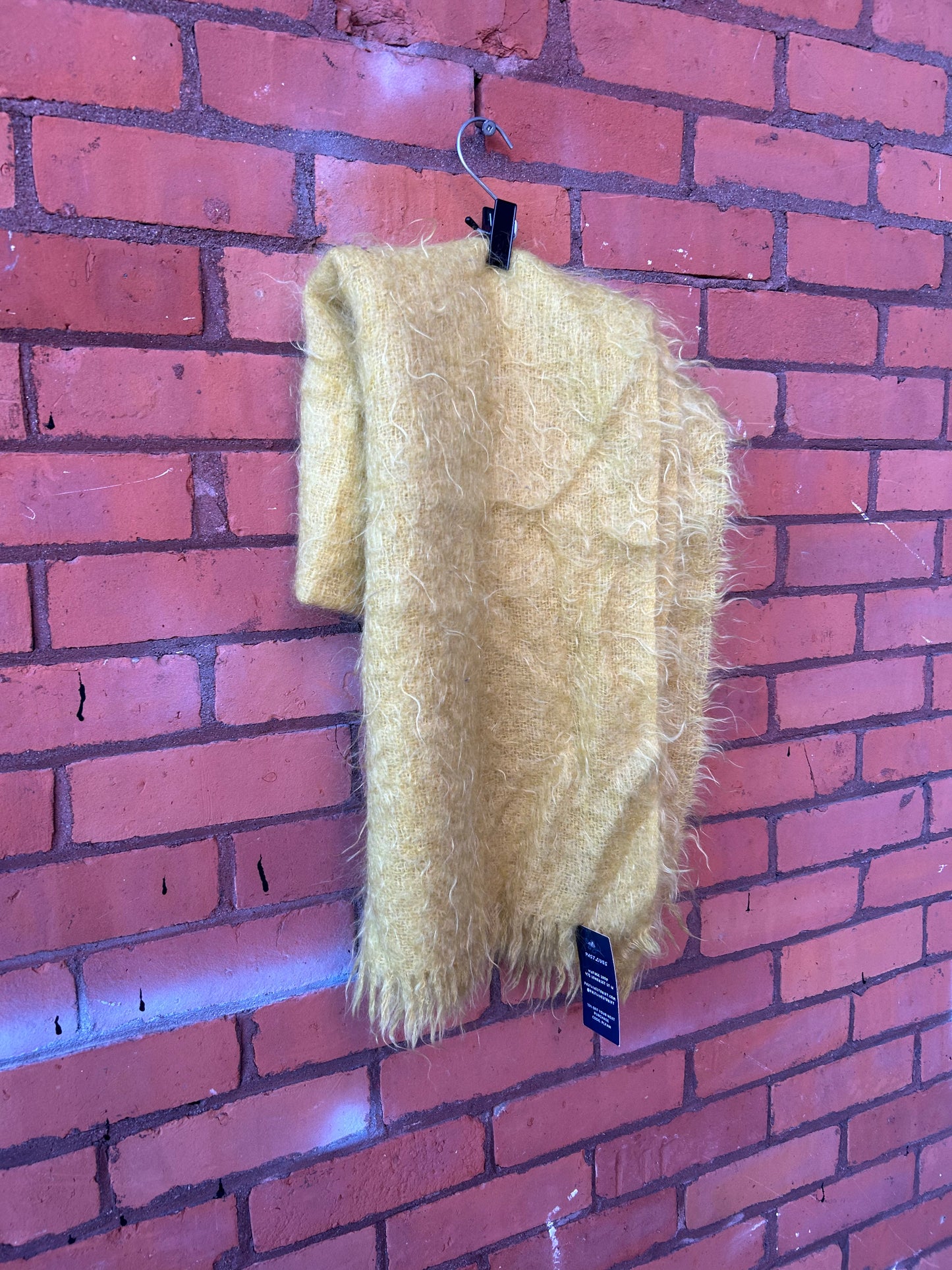 70’s Vintage Yellow Mohair Wool Blanket Scarf
