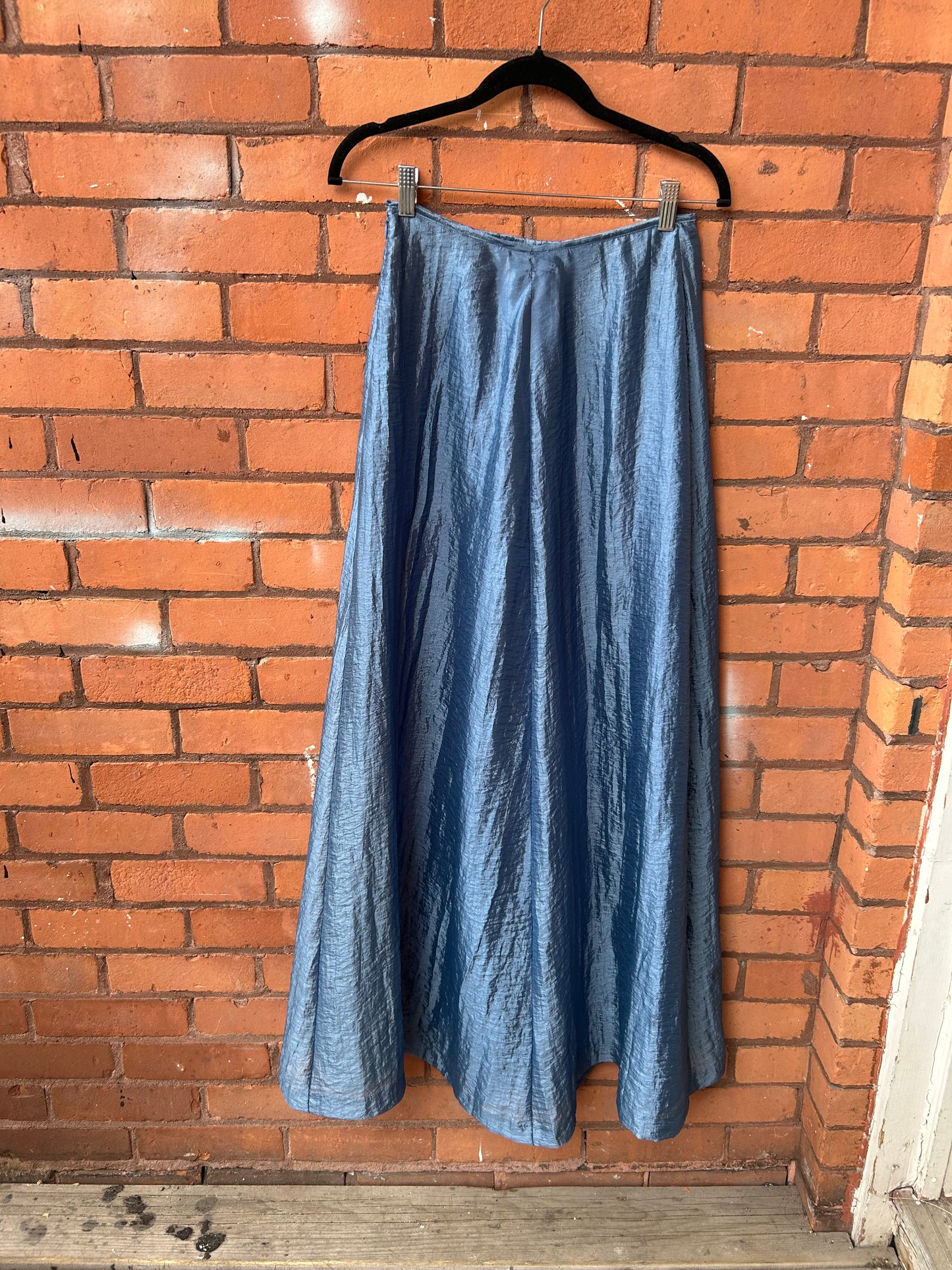 90’s Vintage Blue Textured Square Neck Top & A-Line Skirt Set / Size 6-8