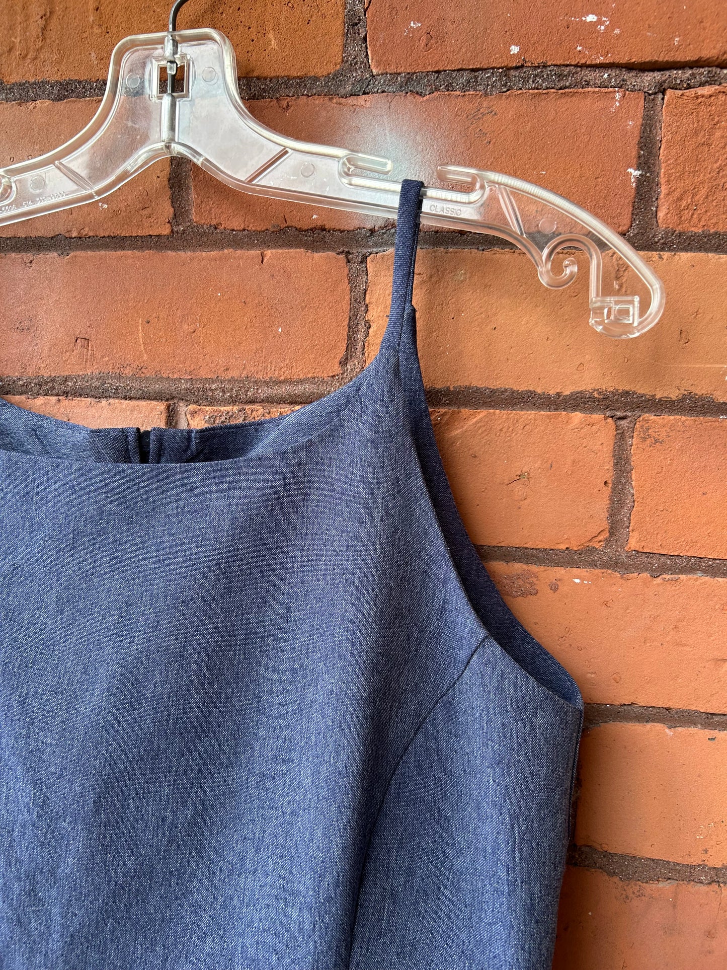 90’s Vintage Blue High Neck Mini Dress / Size 8-10