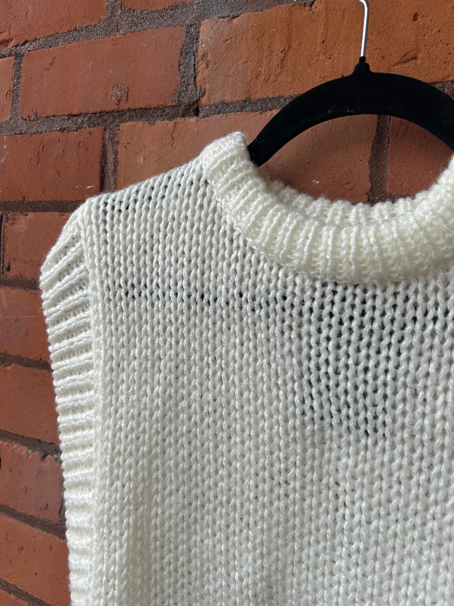 80’s Vintage White Sweater Vest / Size S