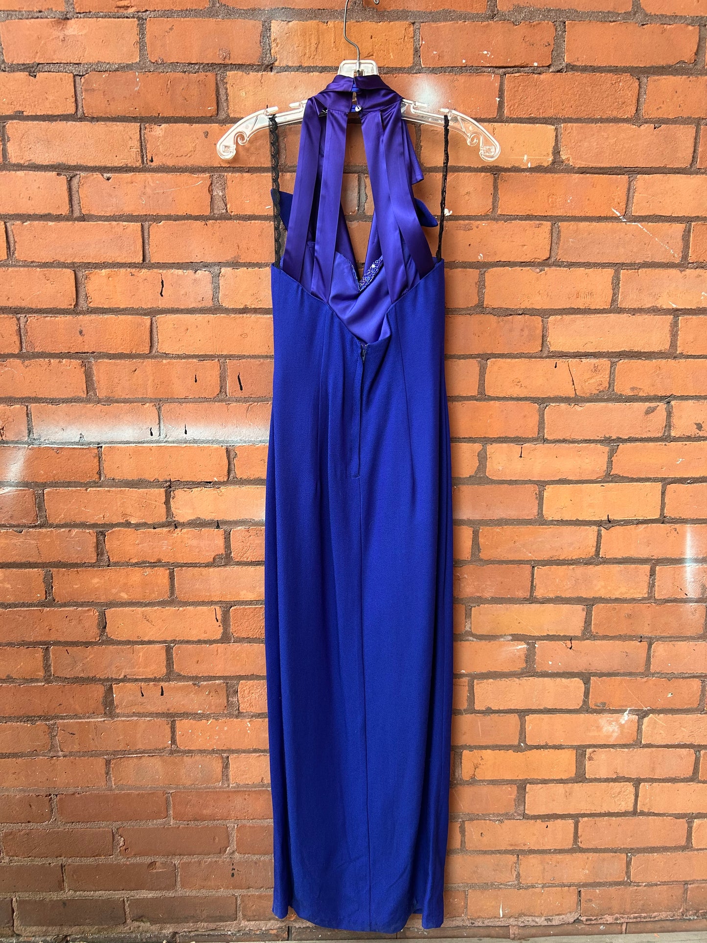 90’s Vintage Indigo & Purple Beaded & Collared Dress / Size 4-6
