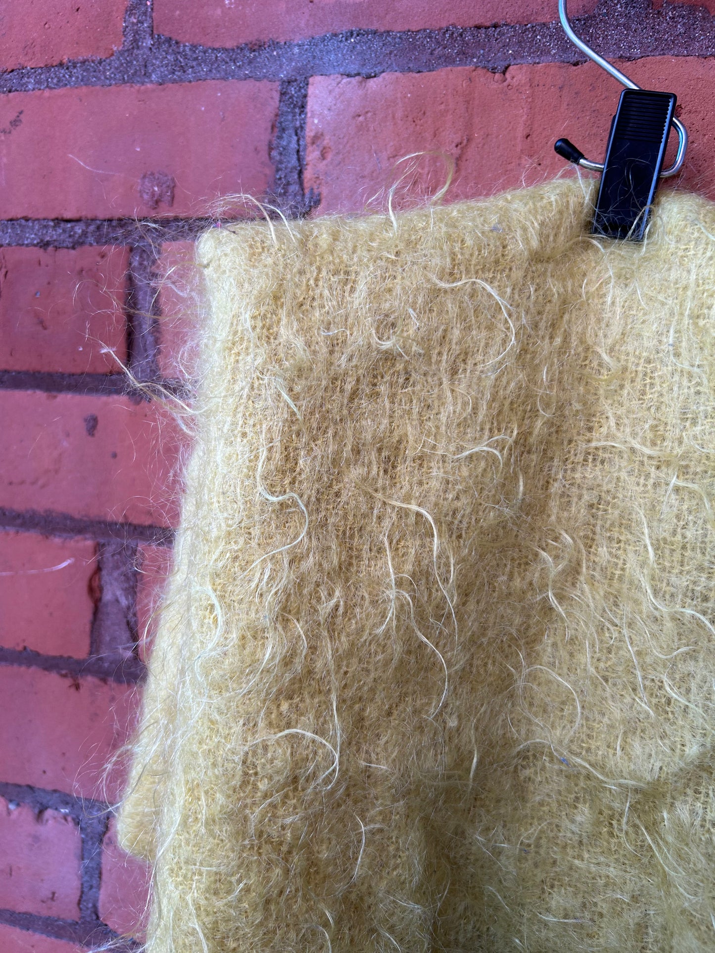 70’s Vintage Yellow Mohair Wool Blanket Scarf