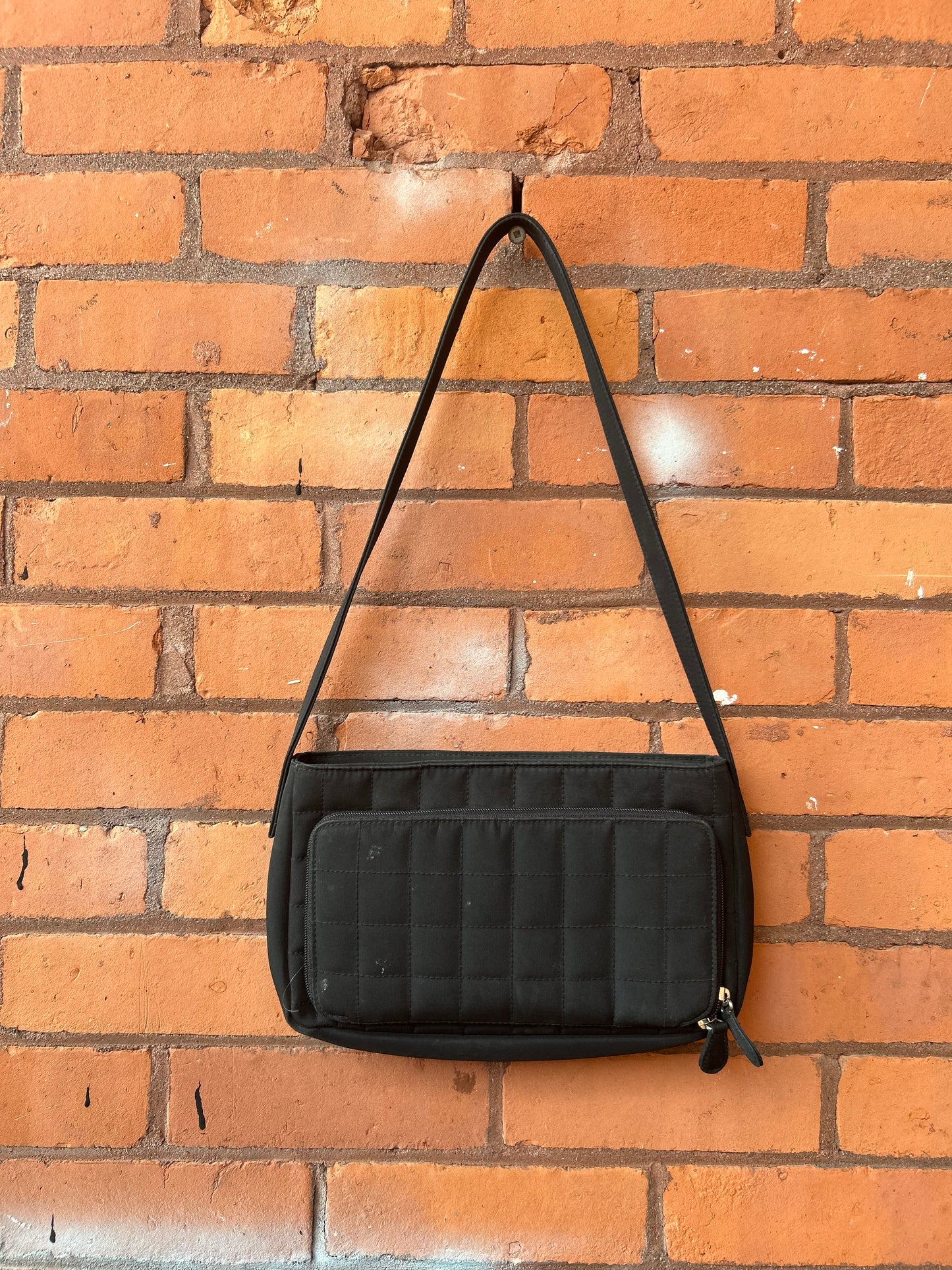 Y2K Vintage Black Nylon Quilt Shoulder Purse