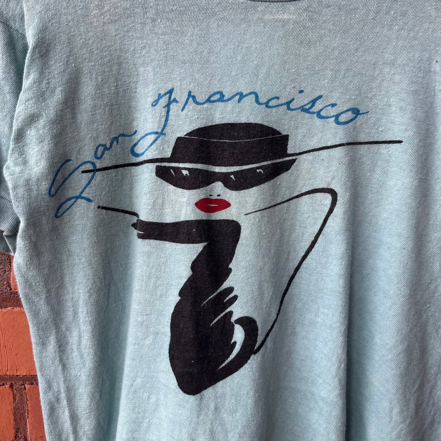 70’s Vintage Blue San Francisco Ringer Baby Tee / Size S-M