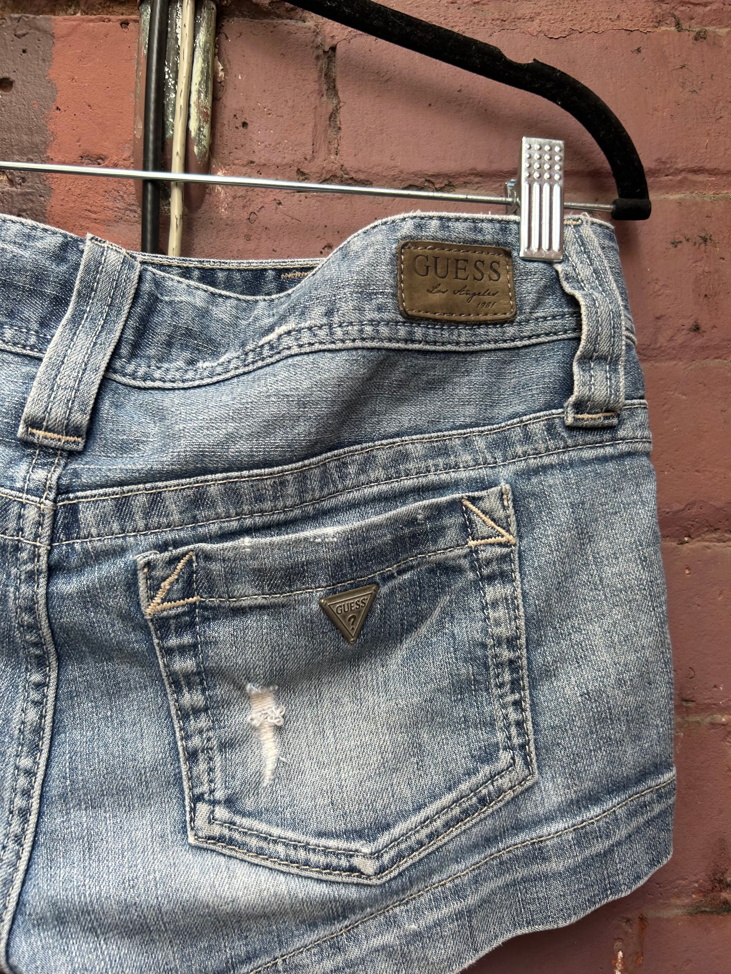 Y2K Vintage Guess Low Rise Denim Micro Shorts / 32 Waist