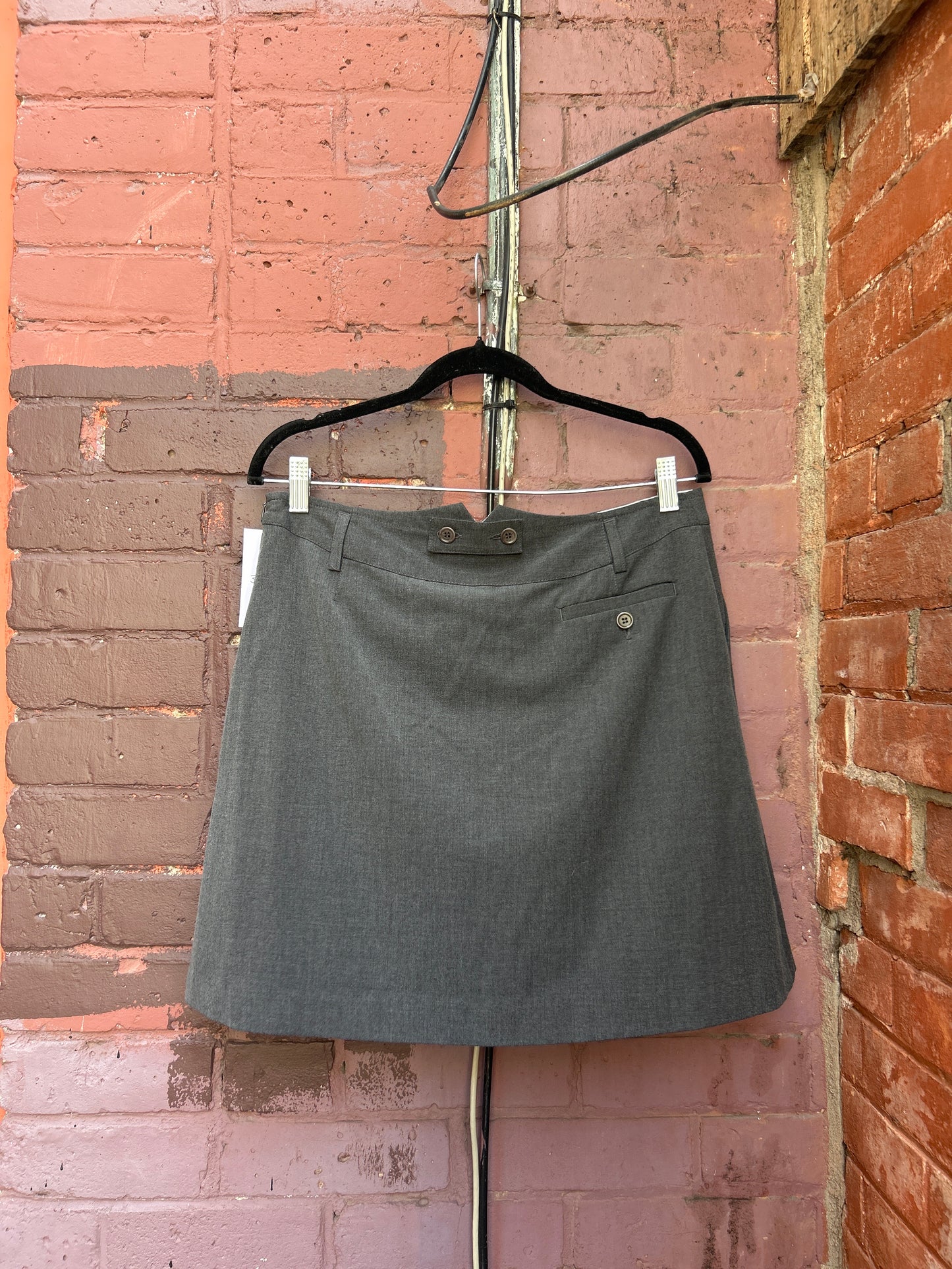 90's Vintage Grey Button Down Mini Skirt / 32 Waist