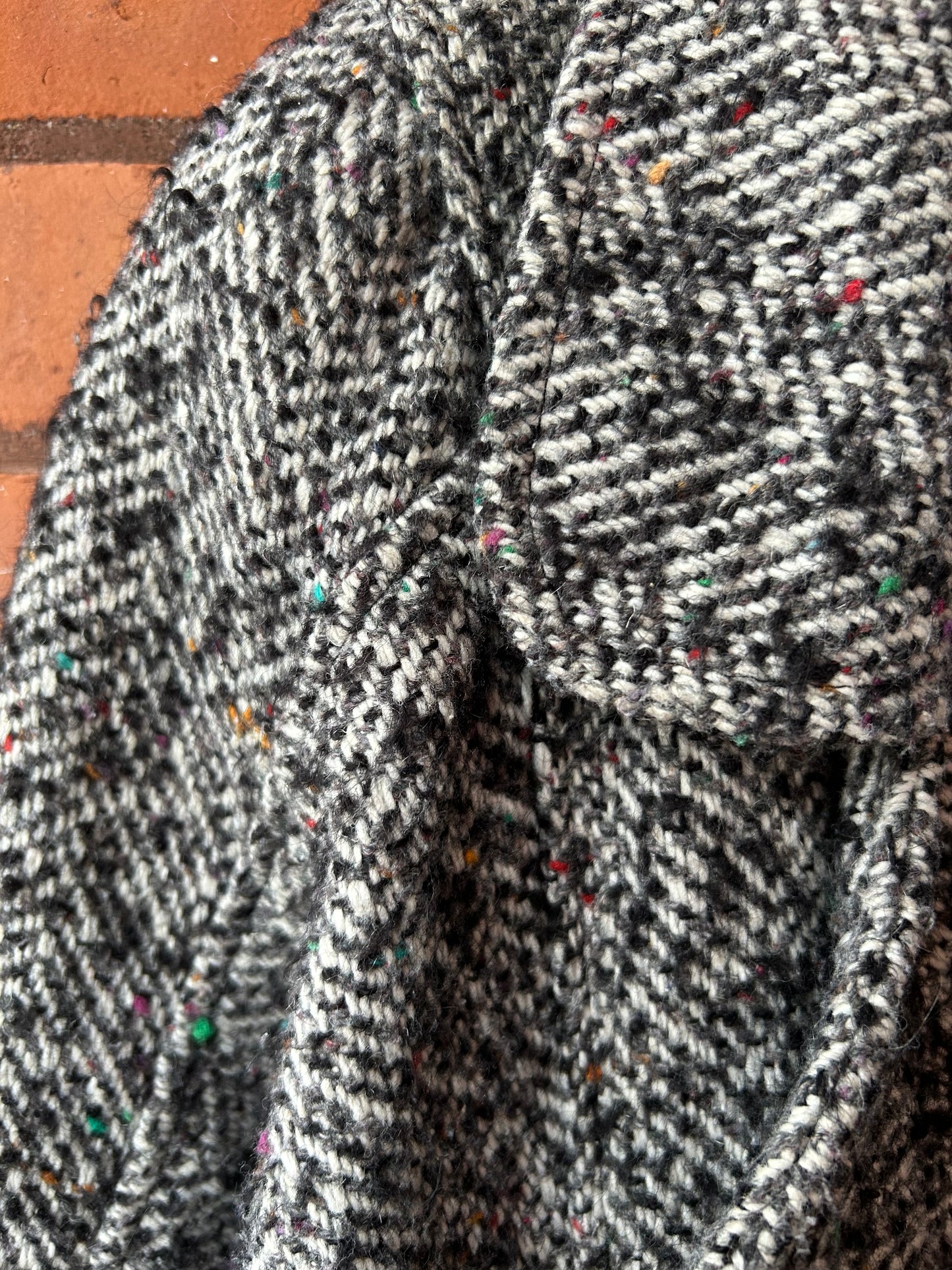 80’s Vintage Tweed Double Breasted Slouchy Midi Coat / Size L