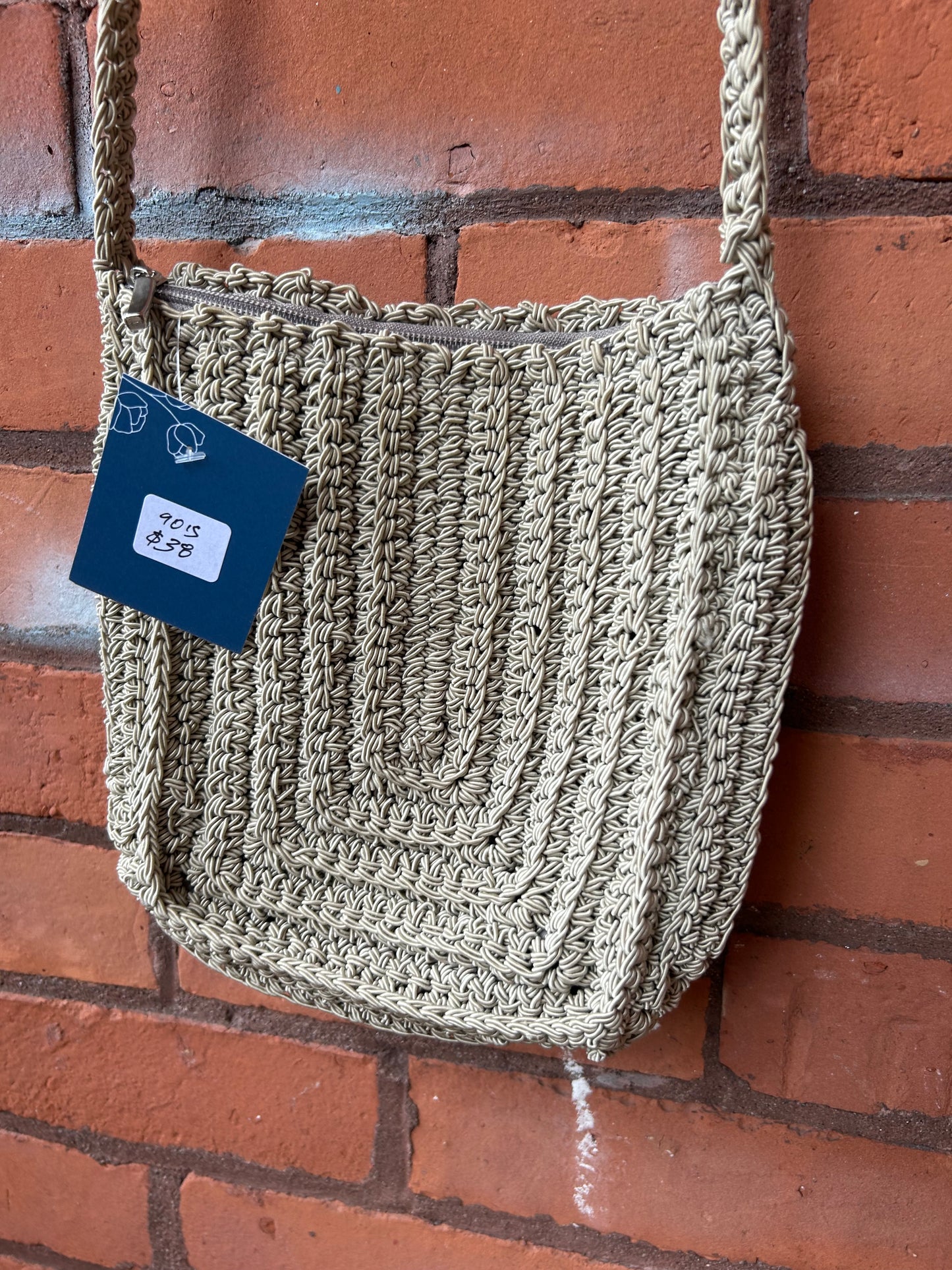 90’s Vintage Beige Crotchet Crossbody Purse