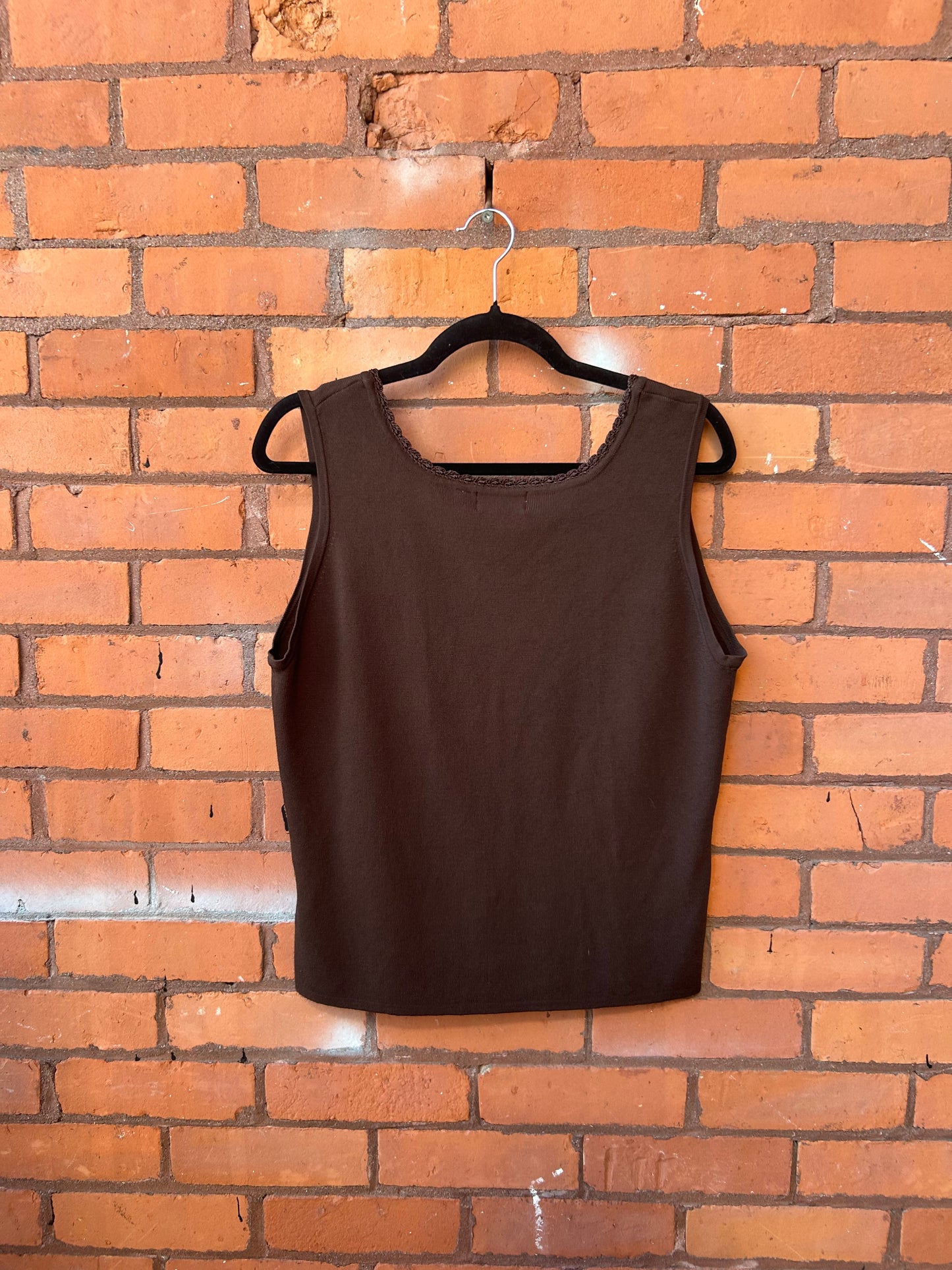 90’s Vintage Brown Ribbed Tank Top / Size XXL