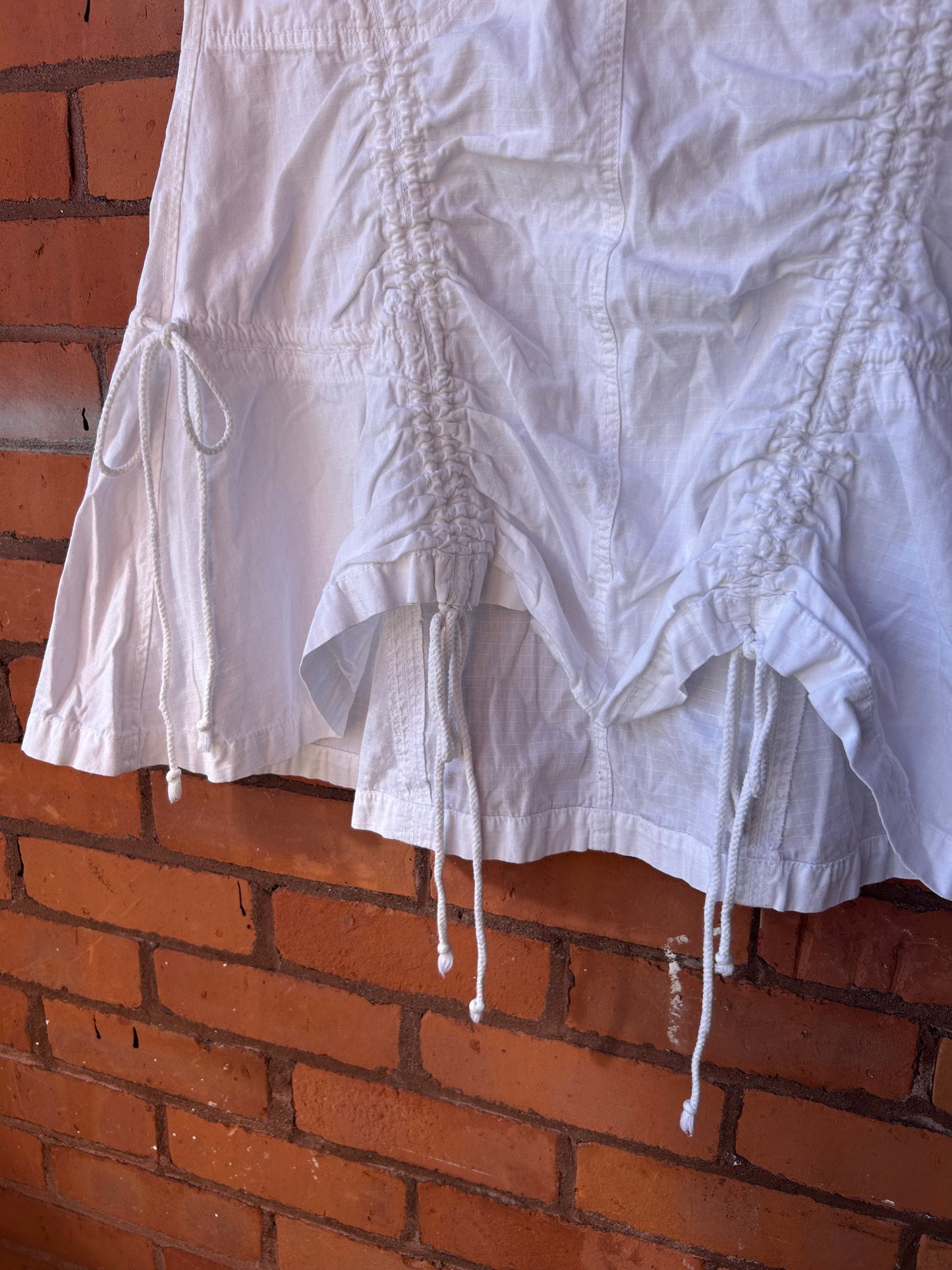 Y2K Vintage White Tie Cargo Midi Skirt / 30 Waist