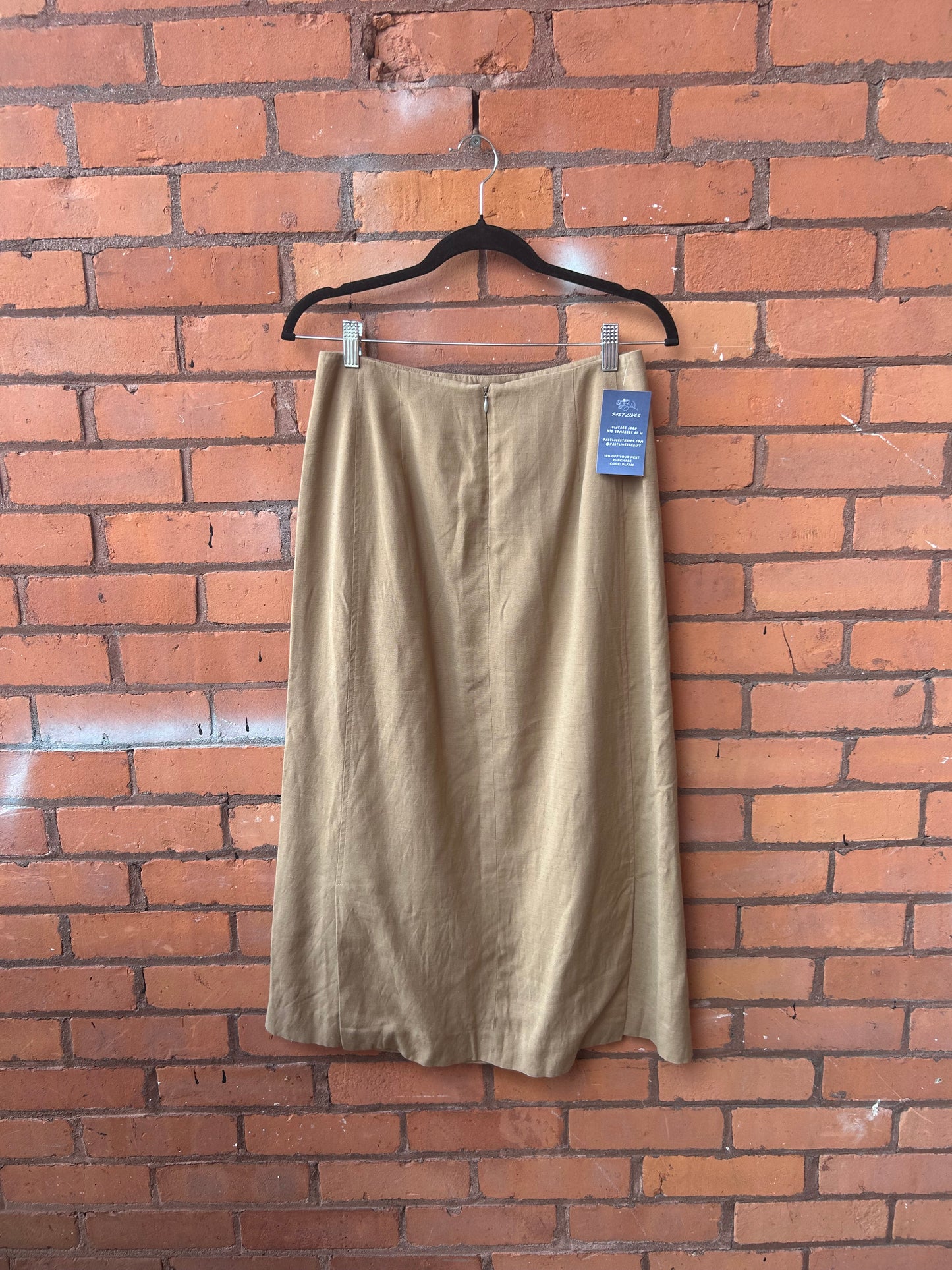 90’s Vintage Beige Linen Blend Maxi Skirt / 28 Waist
