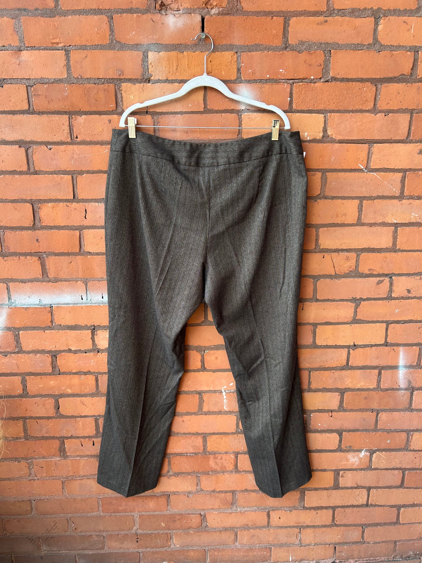 Y2K Vintage Brown Pinstripe Mid Rise Straight Leg Trousers / 40 Waist
