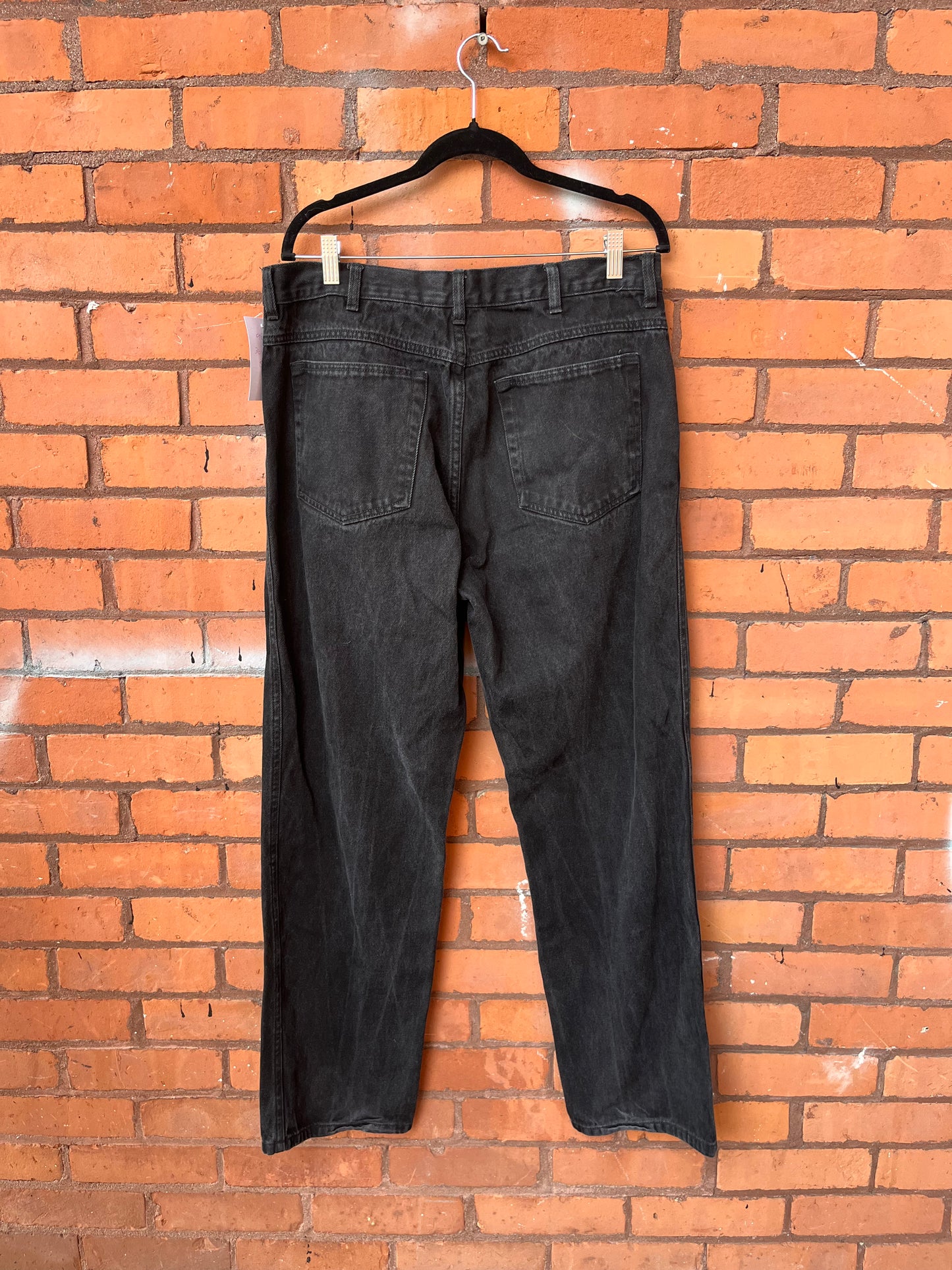 90’s Vintage Faded Black Straight Leg Jeans / 36 waist