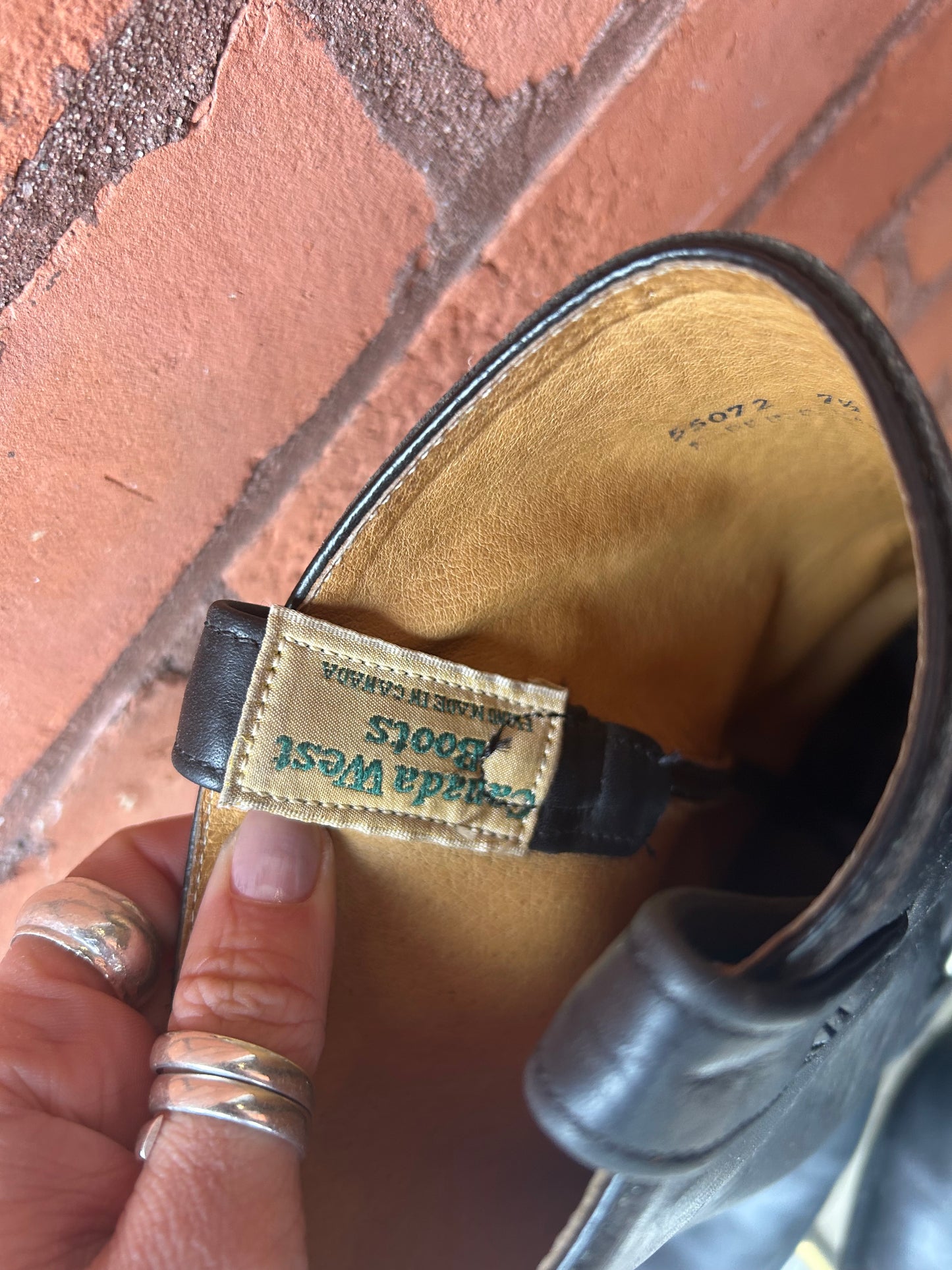 90’s Vintage Black Leather Harness Cowboy Boots / Size 7.5