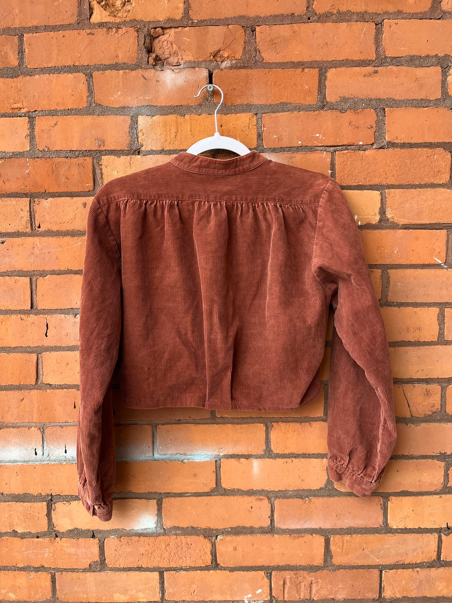 Y2K Vintage Rust Cropped Cord Button Down Shirt / Size M
