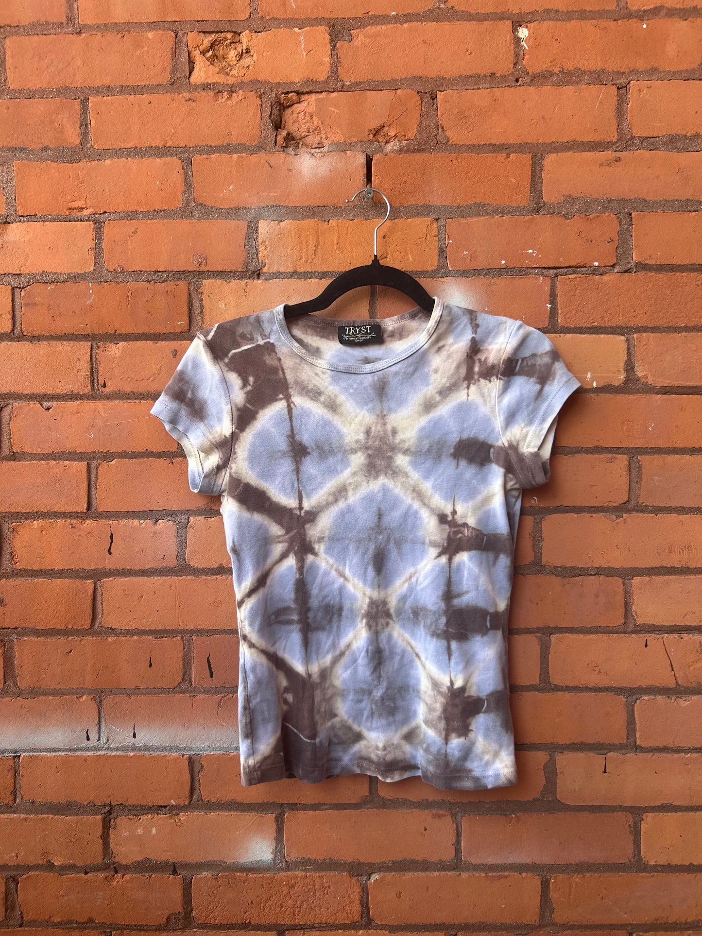 90’s Vintage Blue & Yellow Tie Dye Baby Tee / Size S