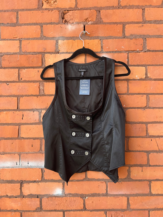 Y2K Vintage Black Double Breasted Vest Top / Size L