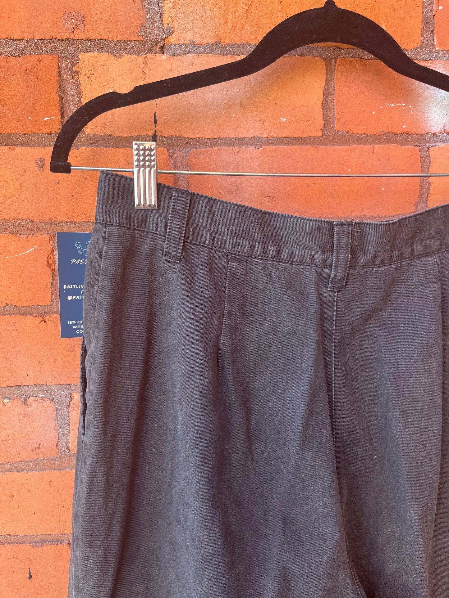 90’s Vintage Faded Black High Waist Work Pants / 30 Waist