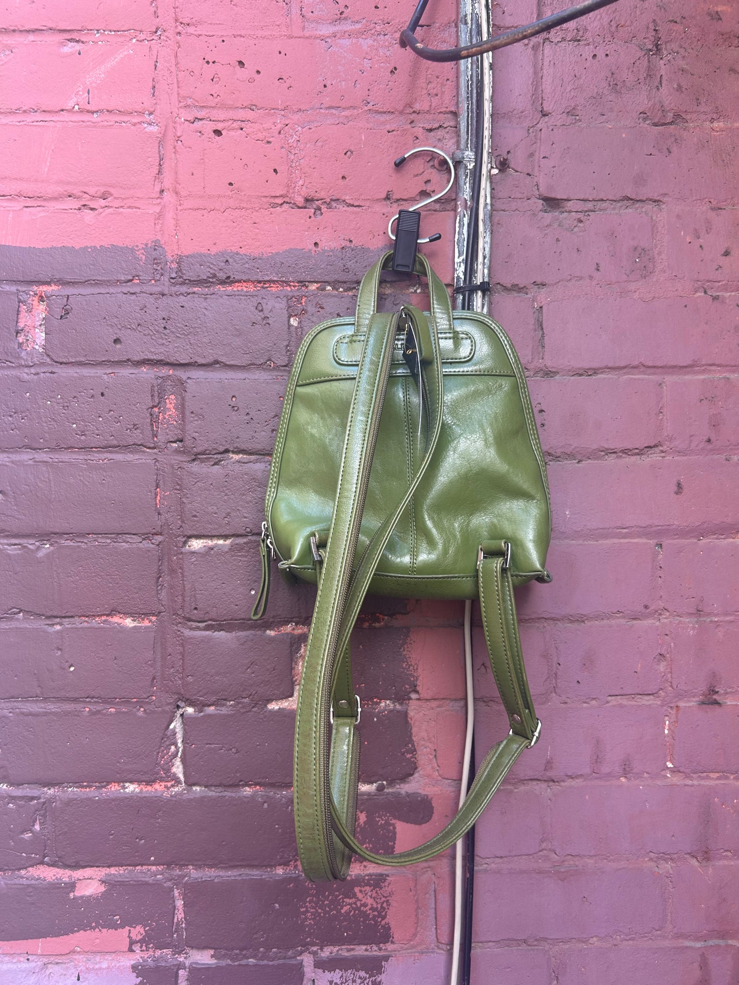 90’s Vintage Green Leather Mini Back Pack