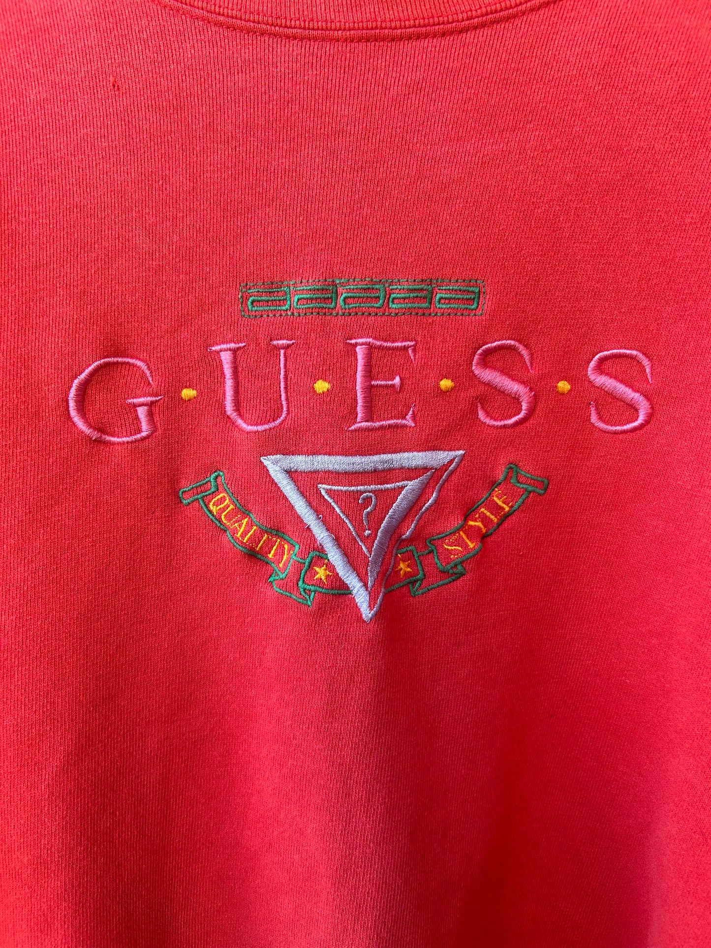 90’s Vintage Guess Orange Logo Crewneck Sweater / Size L