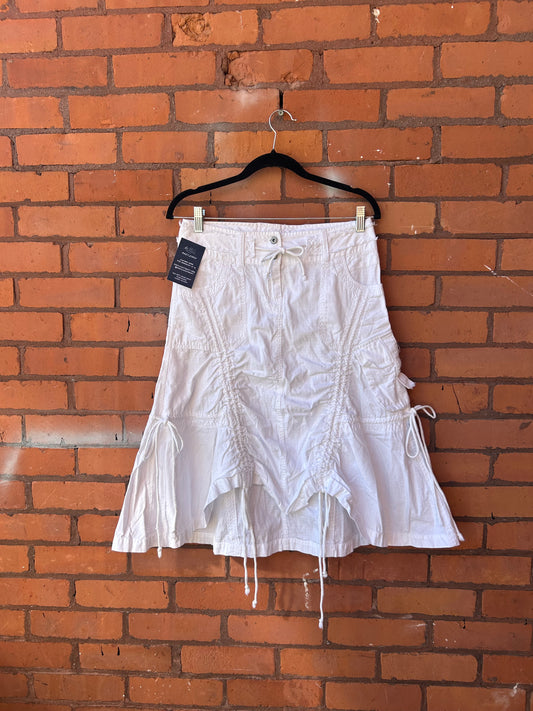 Y2K Vintage White Tie Cargo Midi Skirt / 30 Waist