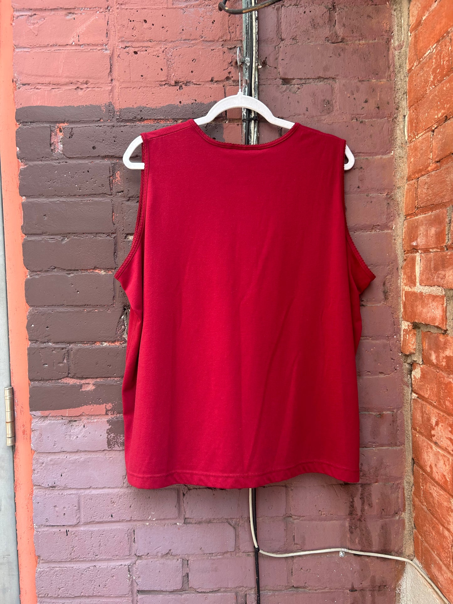 90's Vintage Red Henley Tank / Size 3X