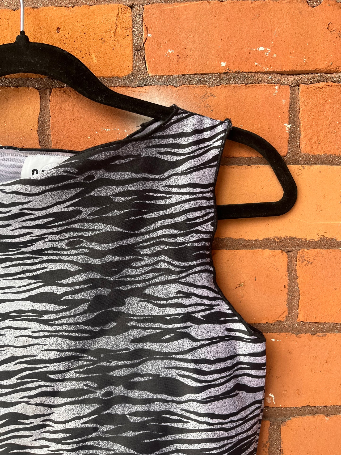 80’s Vintage Zebra Print High Neck Tank Top / Size L