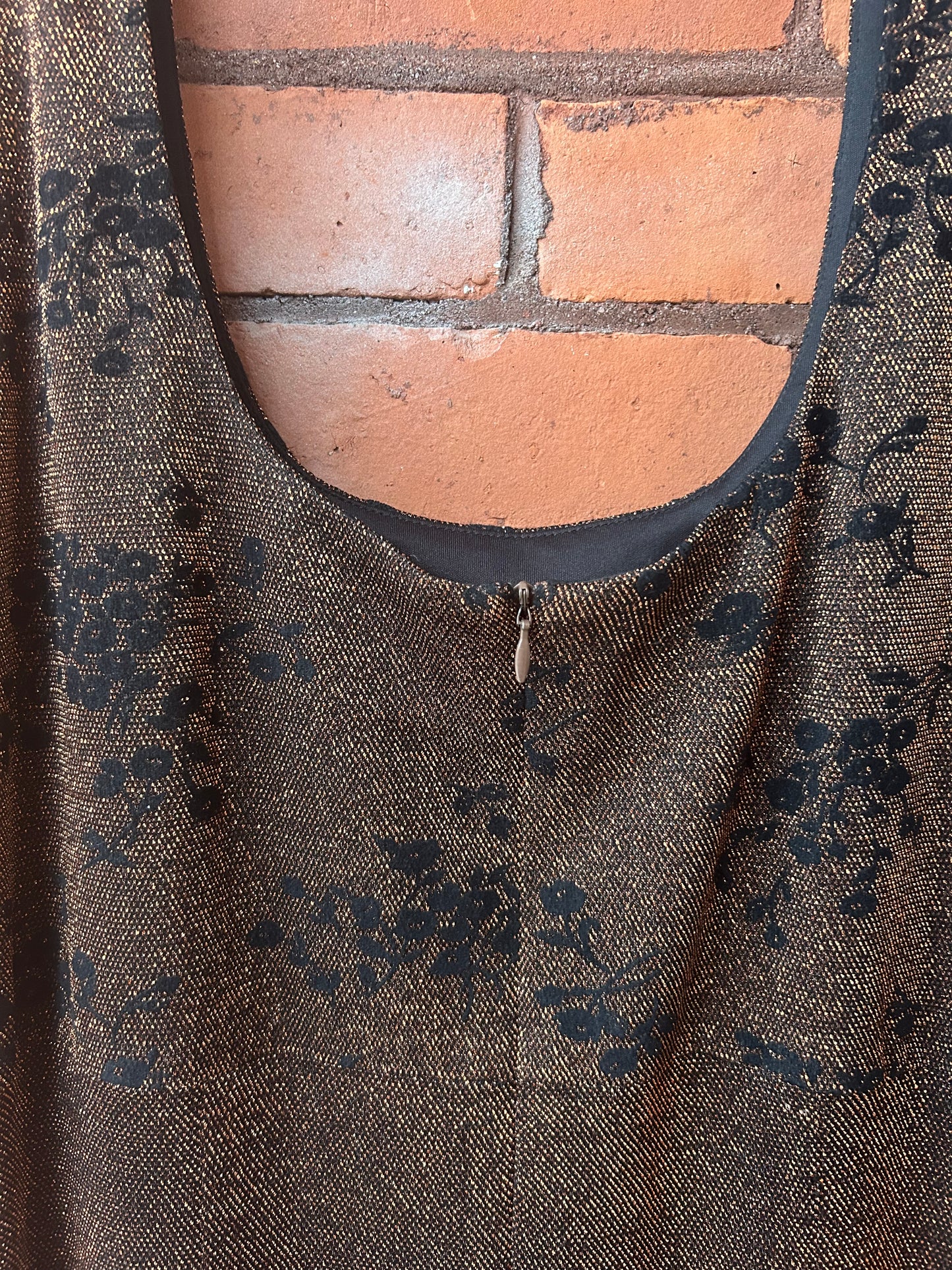 90’s Vintage Copper Sparkly Maxi Dress / Size 16-18