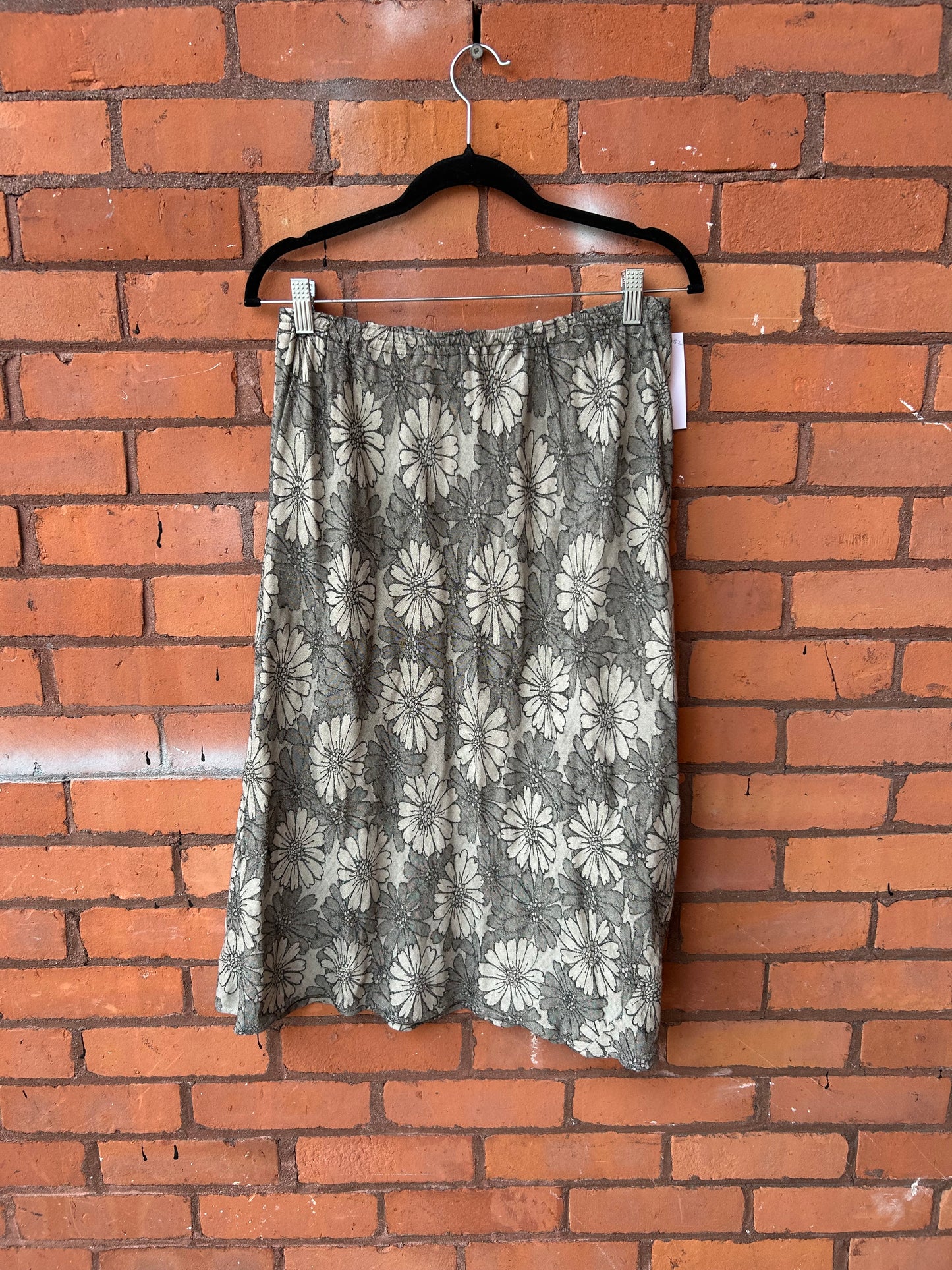 90’s Vintage Grey Floral Midi Skirt / 28 - 32 Waist
