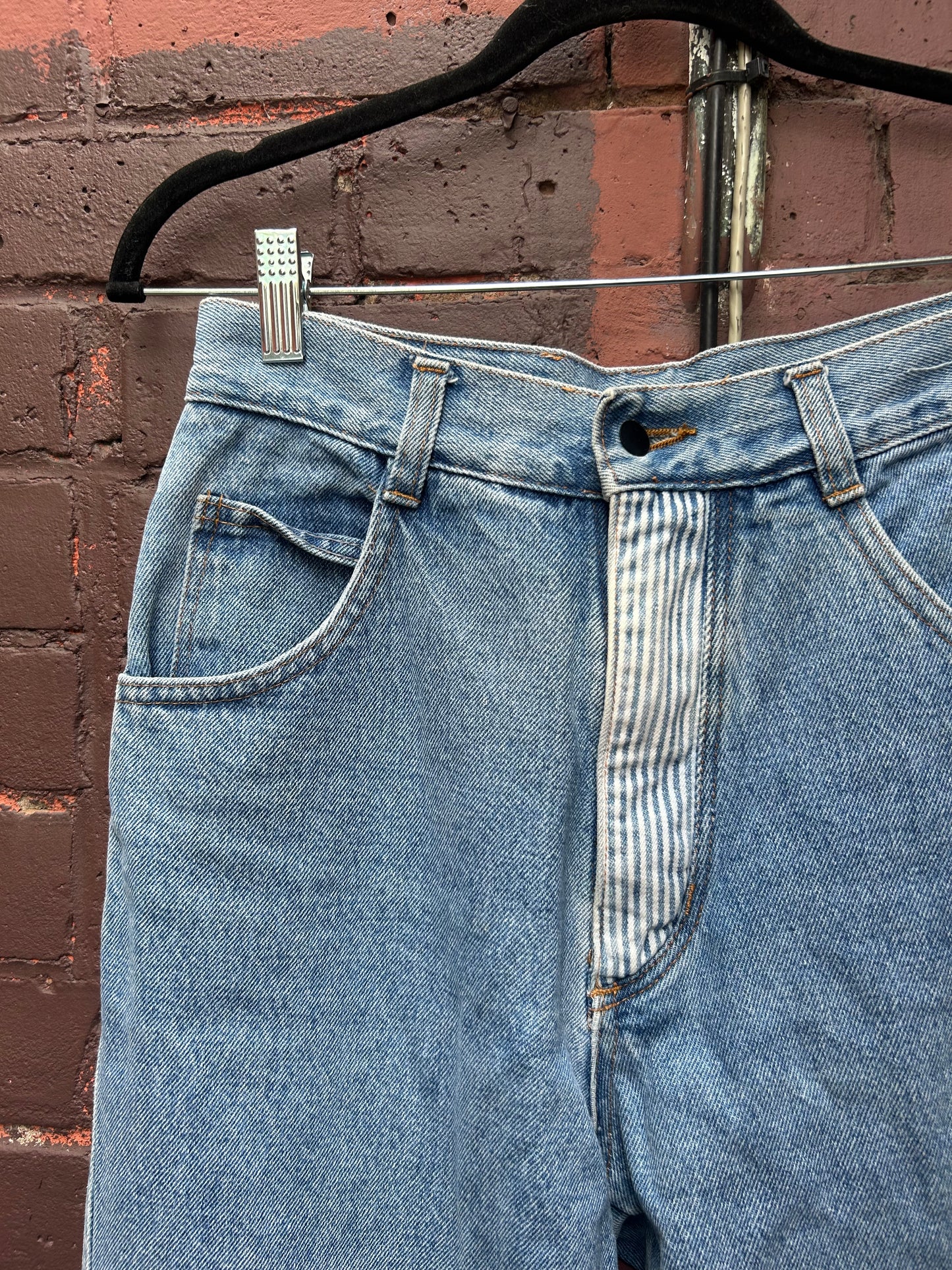 90’s Vintage Light Wash Striped Jeans / 30 Waist