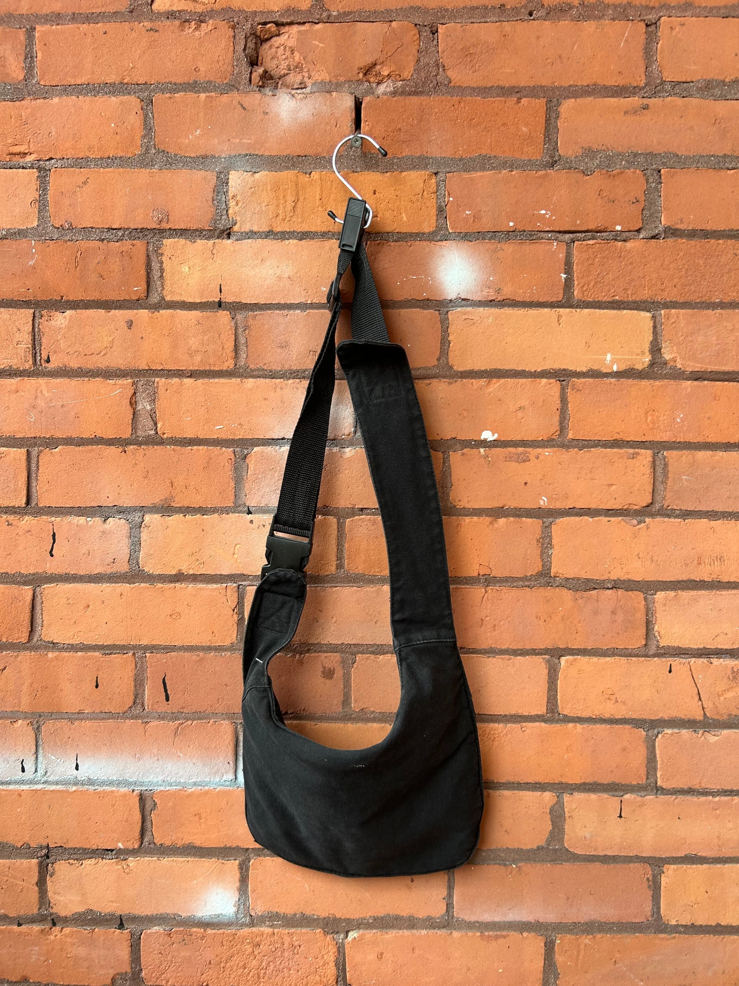 Y2K Vintage Black Canvas Cargo Crossbody Bag