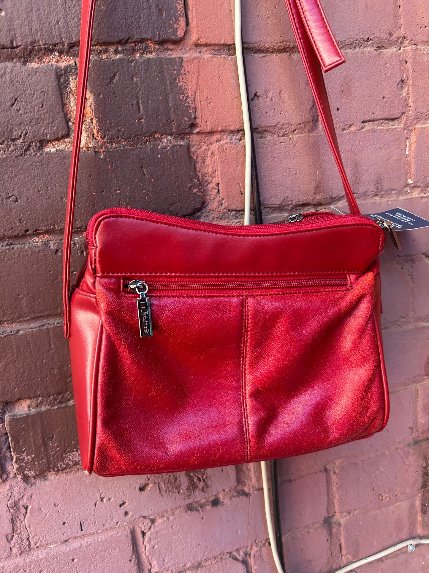 90's Vintage Red Leather Crossbody Purse