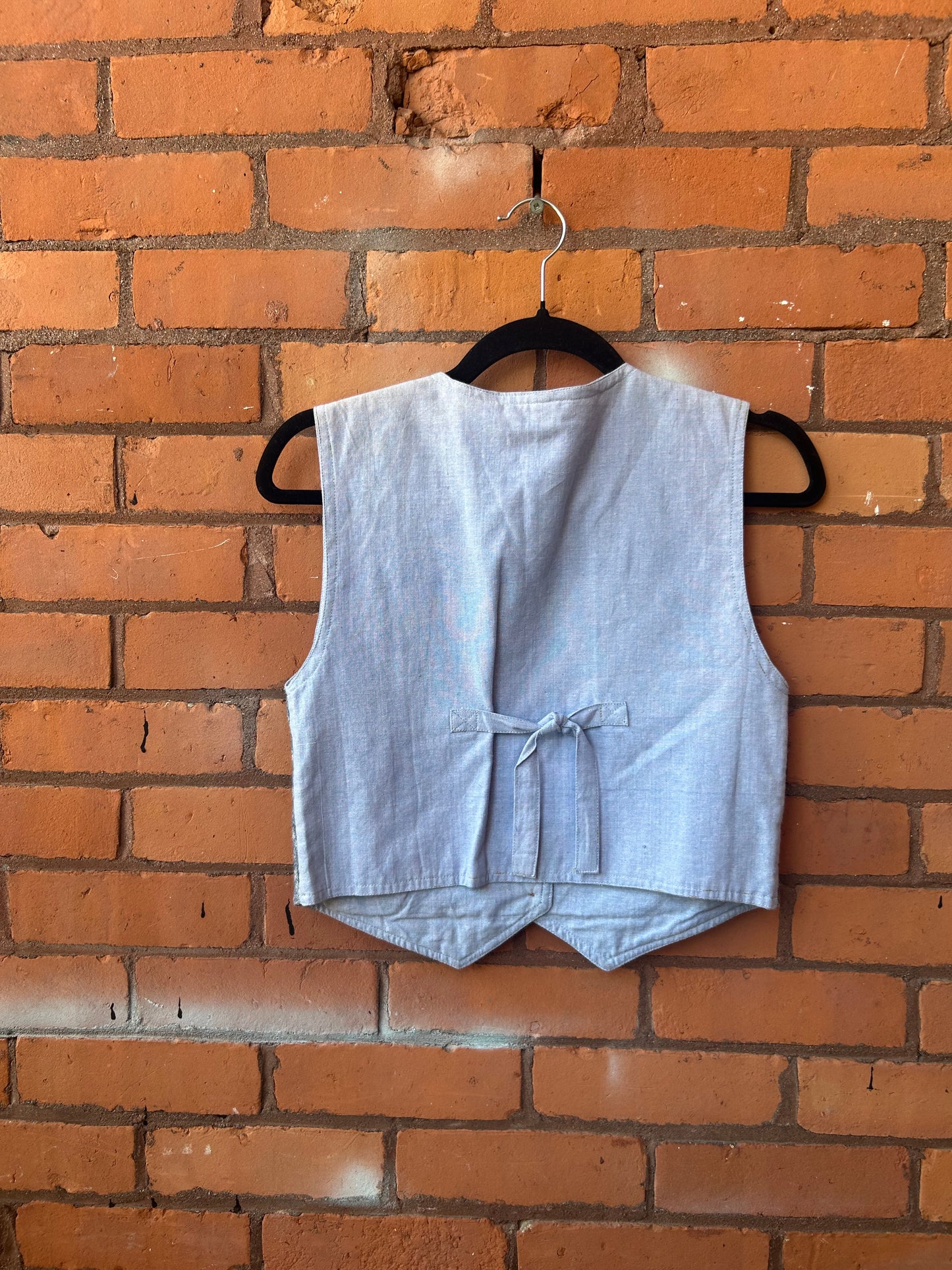 90’s Vintage Blue Cotton Cropped Vest / Size S