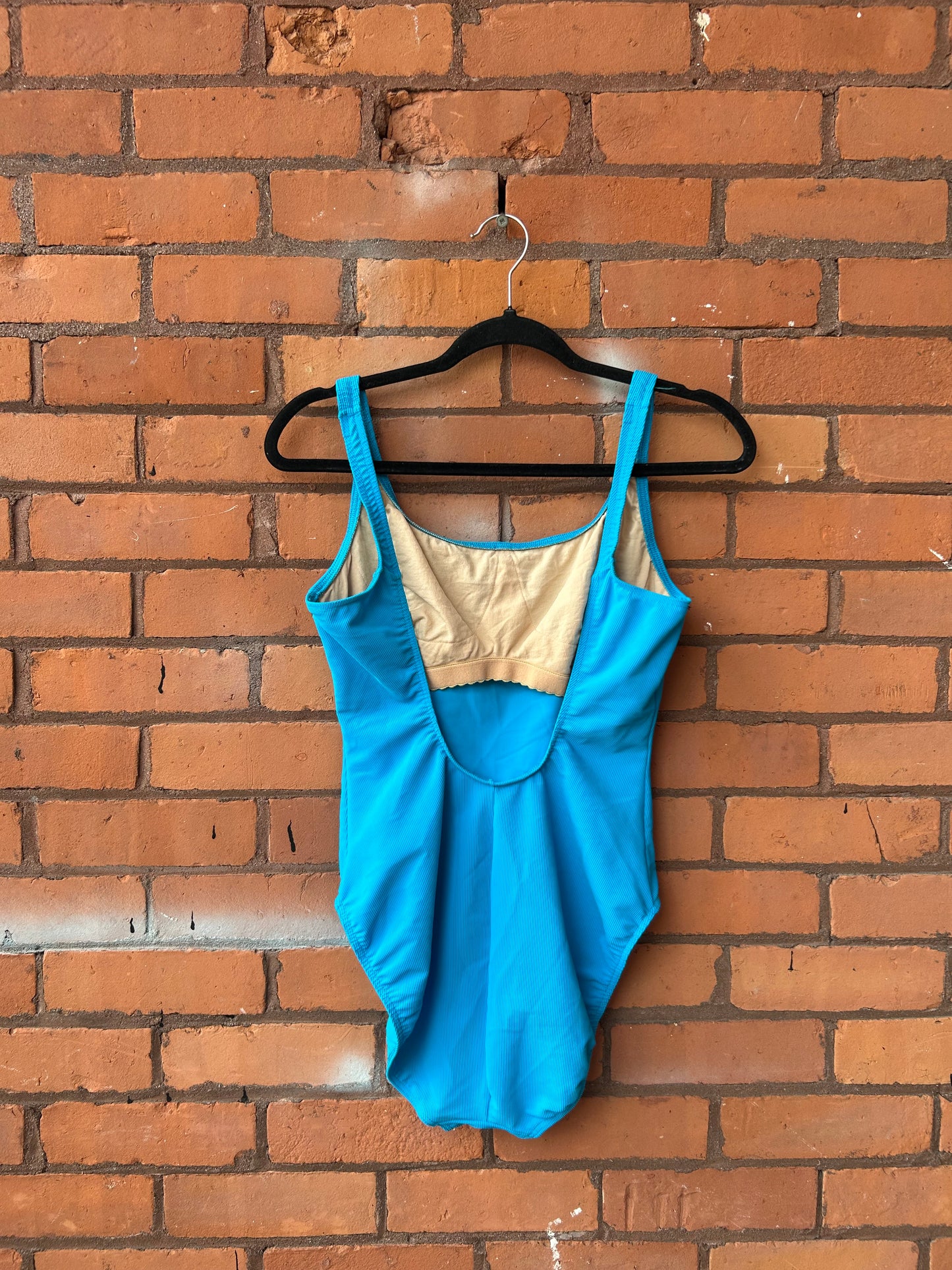 90’s Vintage Blue Low Back Swim Suit / Size L