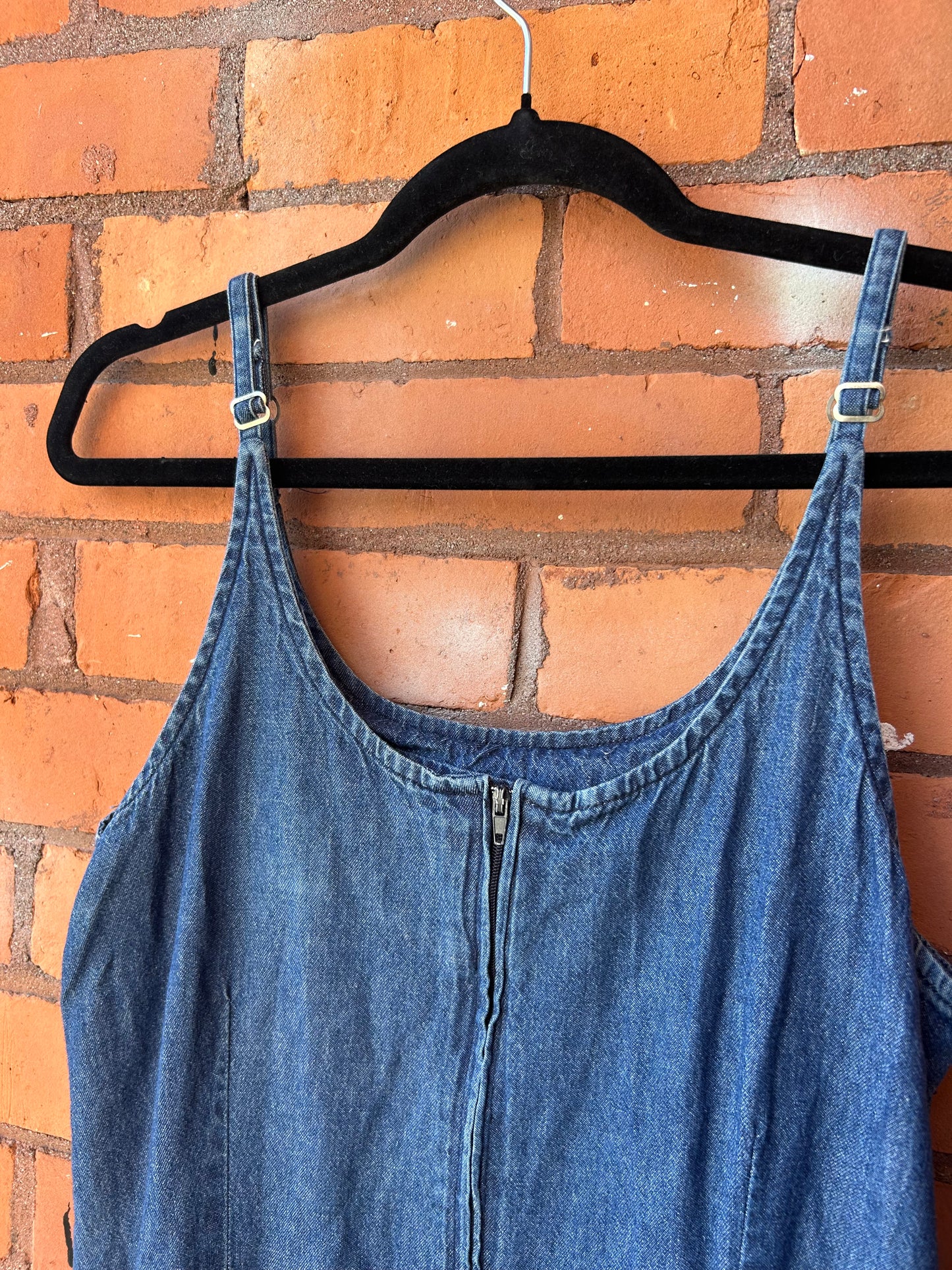 90’s Vintage Denim Maxi Dress / Size 10