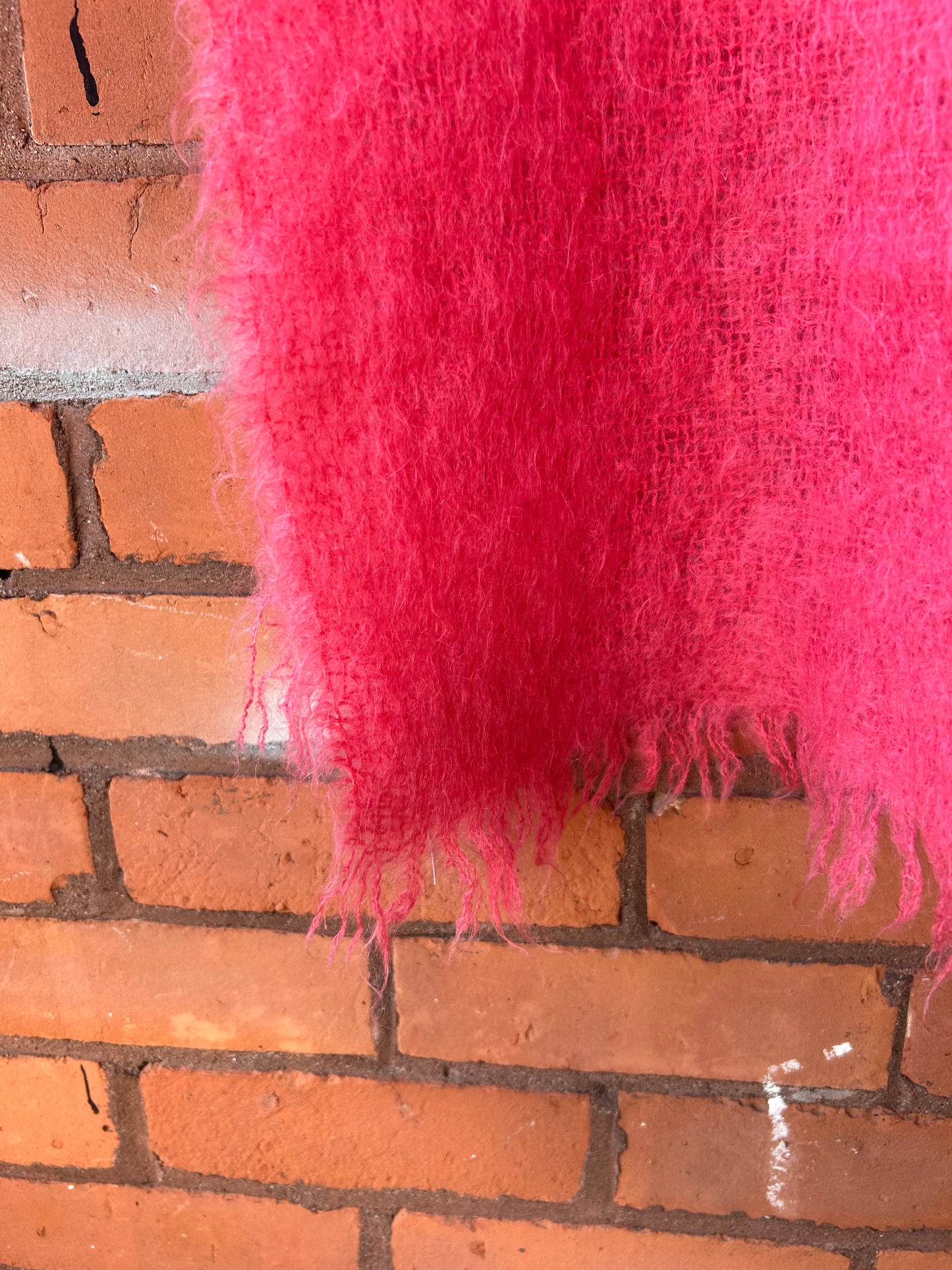 70’s Vintage Pink Woven Mohair Scarf