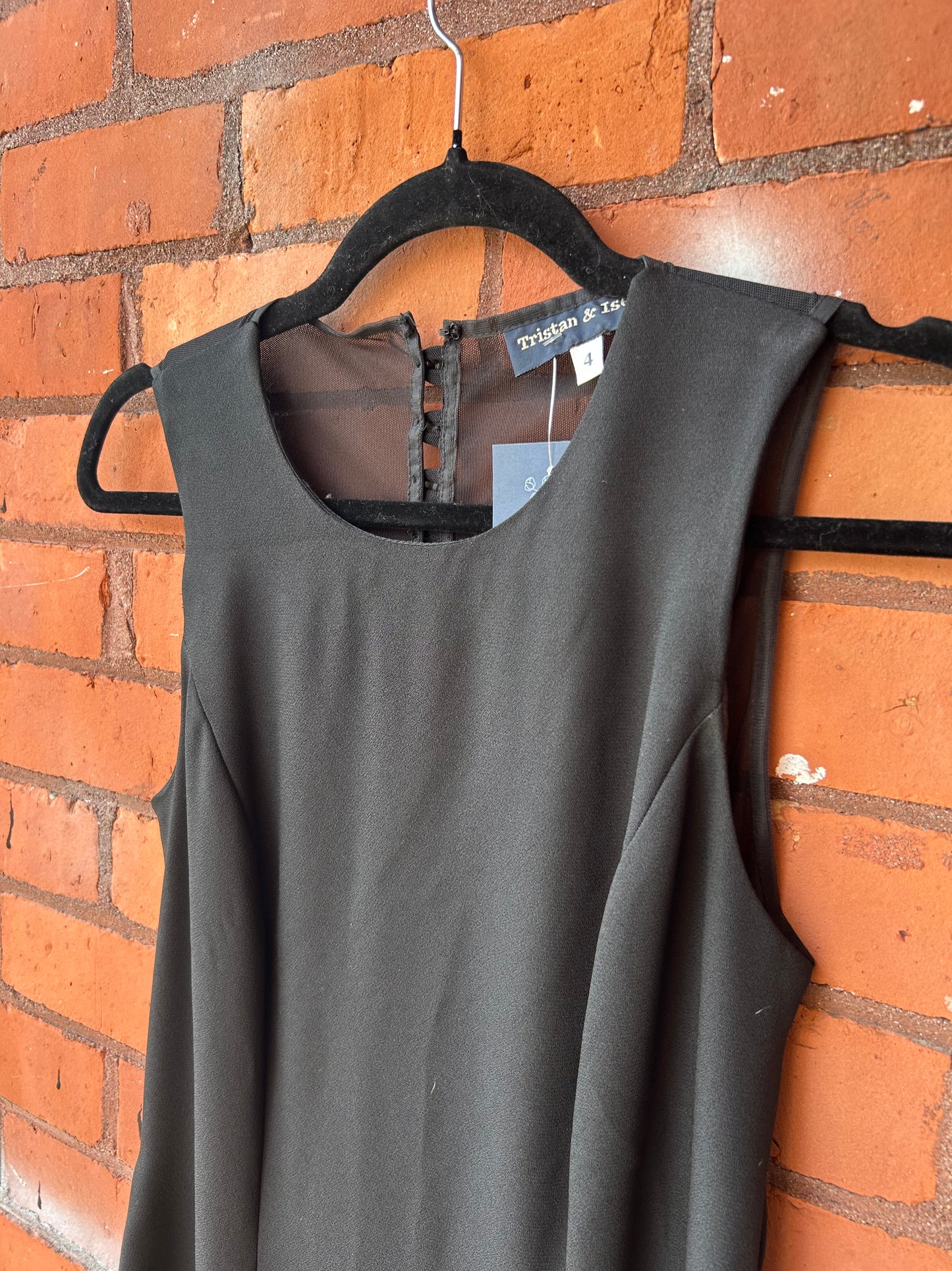 90’s Vintage Black Mesh & Button Back Dress / Size 4