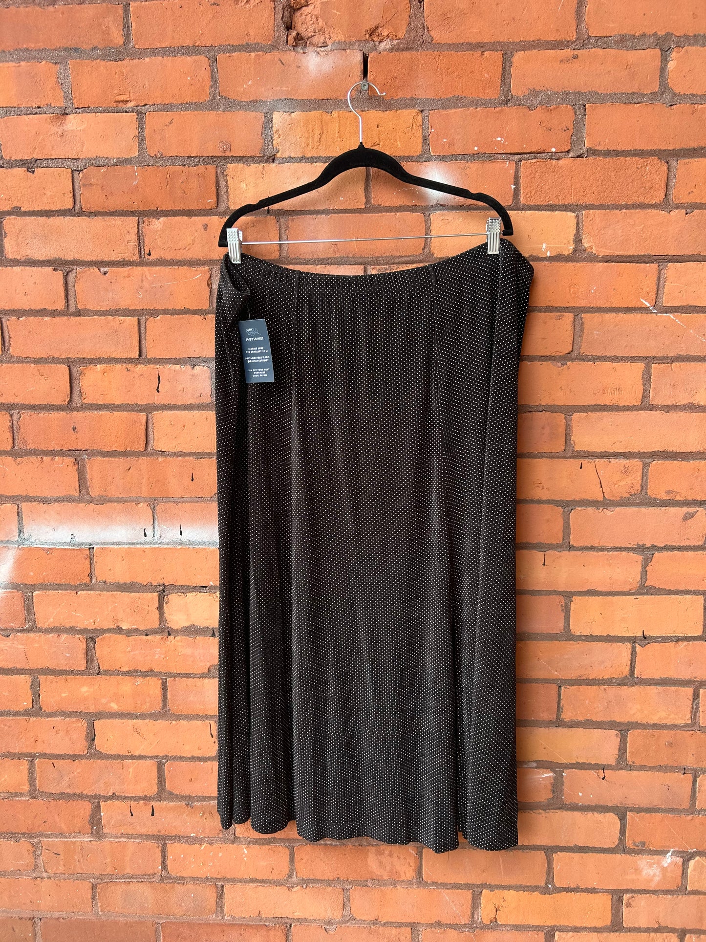 90’s Vintage Polka Dot Slinky Maxi Skirt / 46-56 Waist