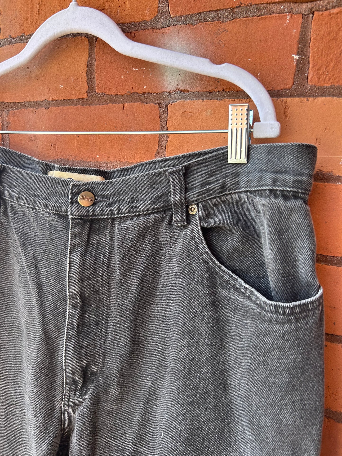 90’s Vintage Faded Black Classic Straight Leg Jeans / 40 Waist