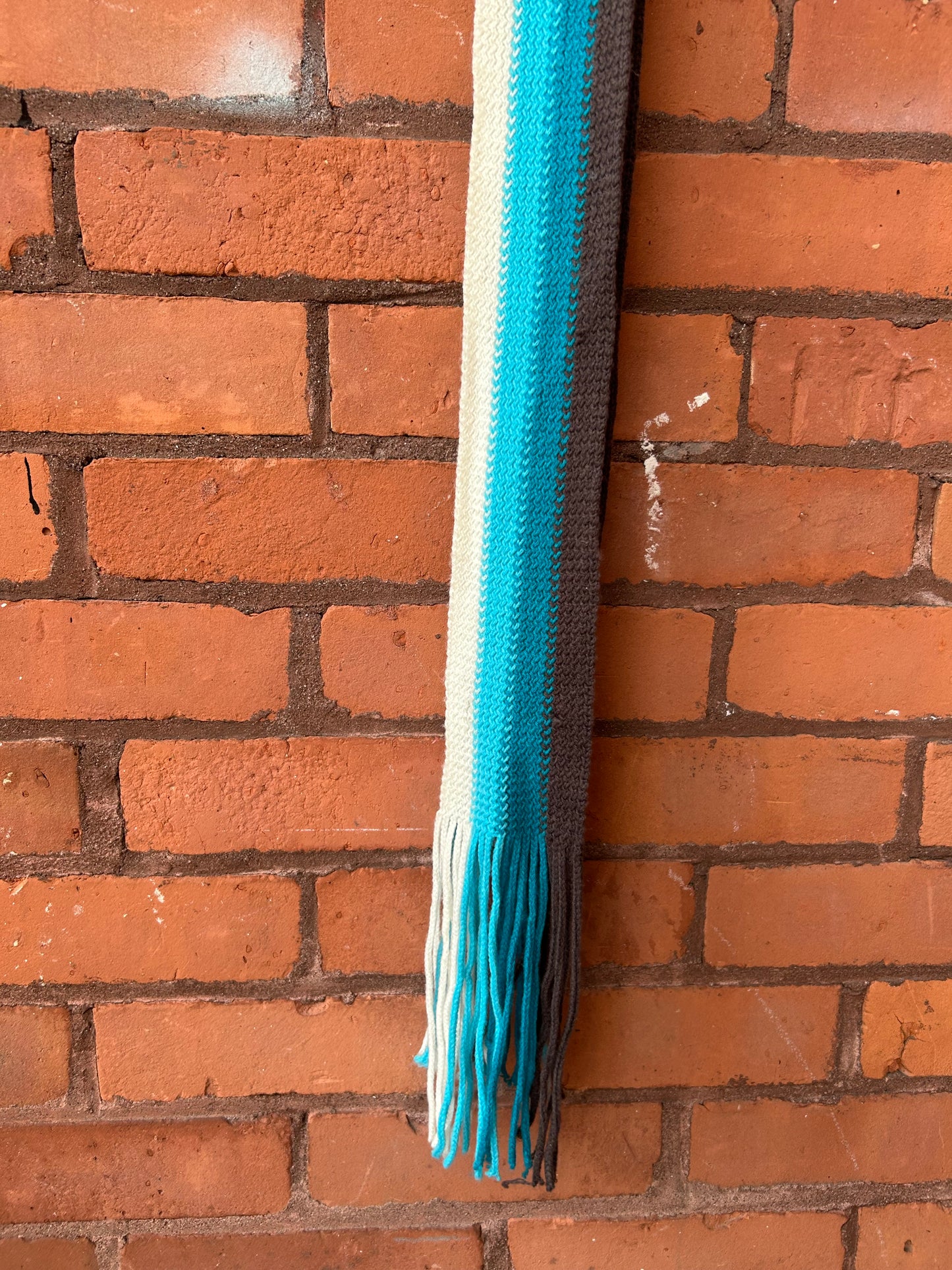 Y2K Vintage Blue Striped Long Skinny Scarf