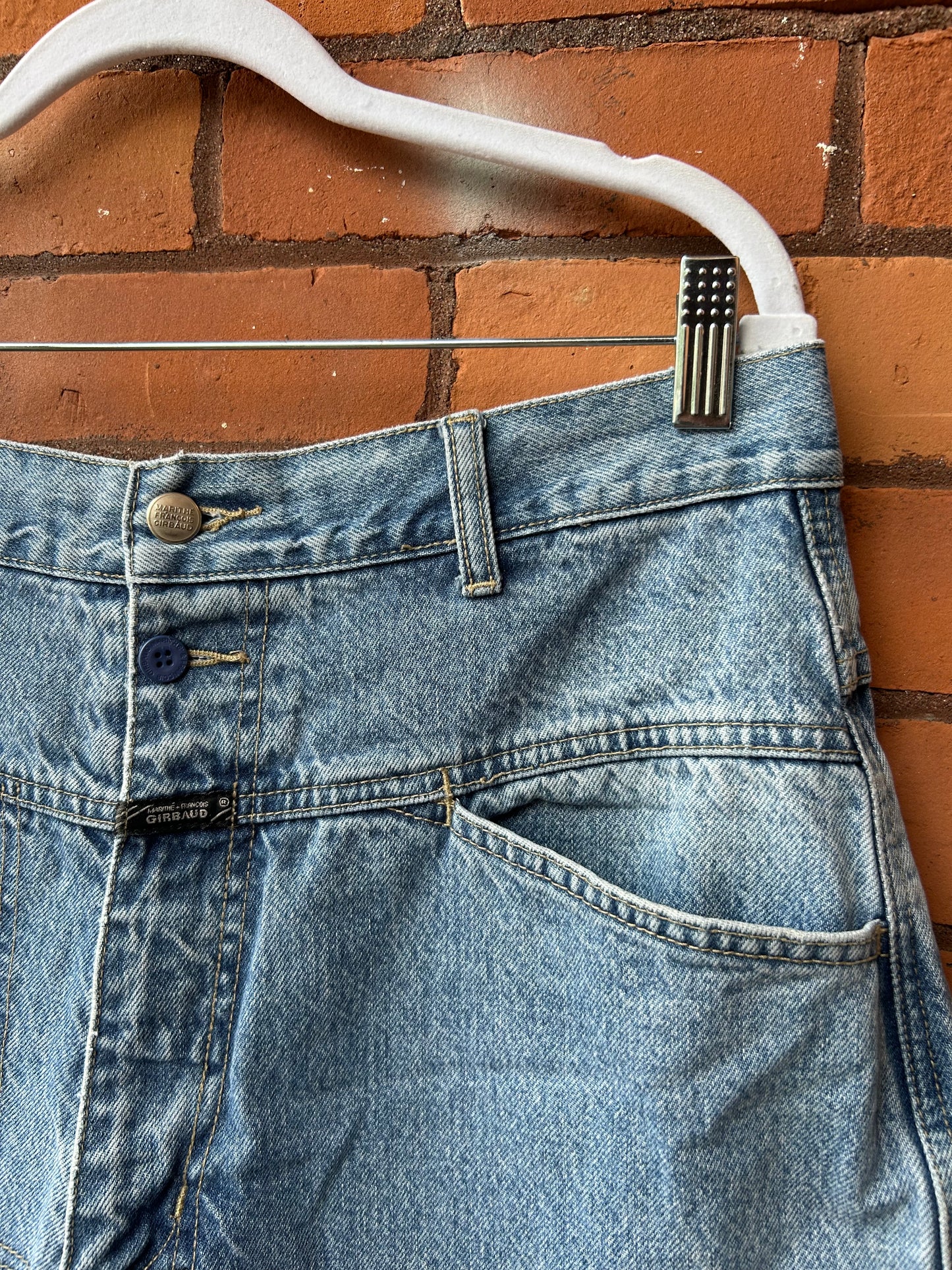 80’s Vintage Girbaud High Waist Light Wash Jeans / 36 Waist