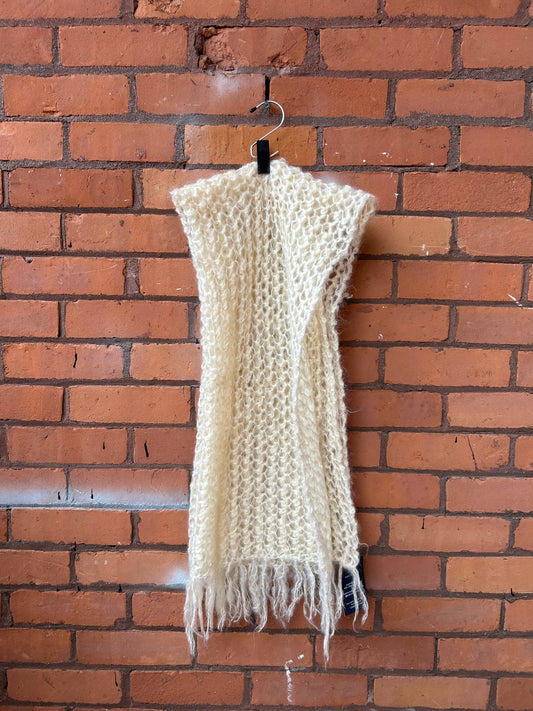 Vintage Cream Mohair Crotchet Scarf