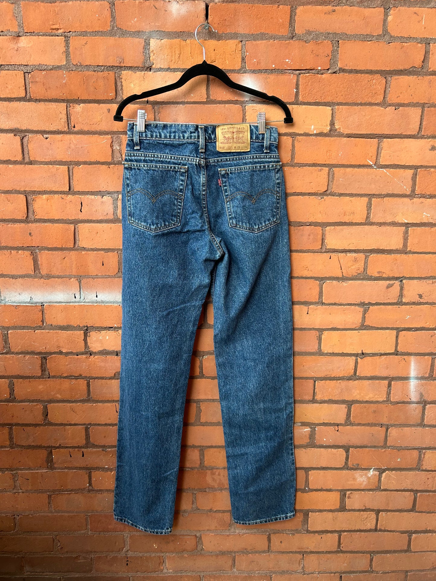 90’s Vintage Levi’s 512 Medium Blue Straight Leg Jeans / 28 Waist