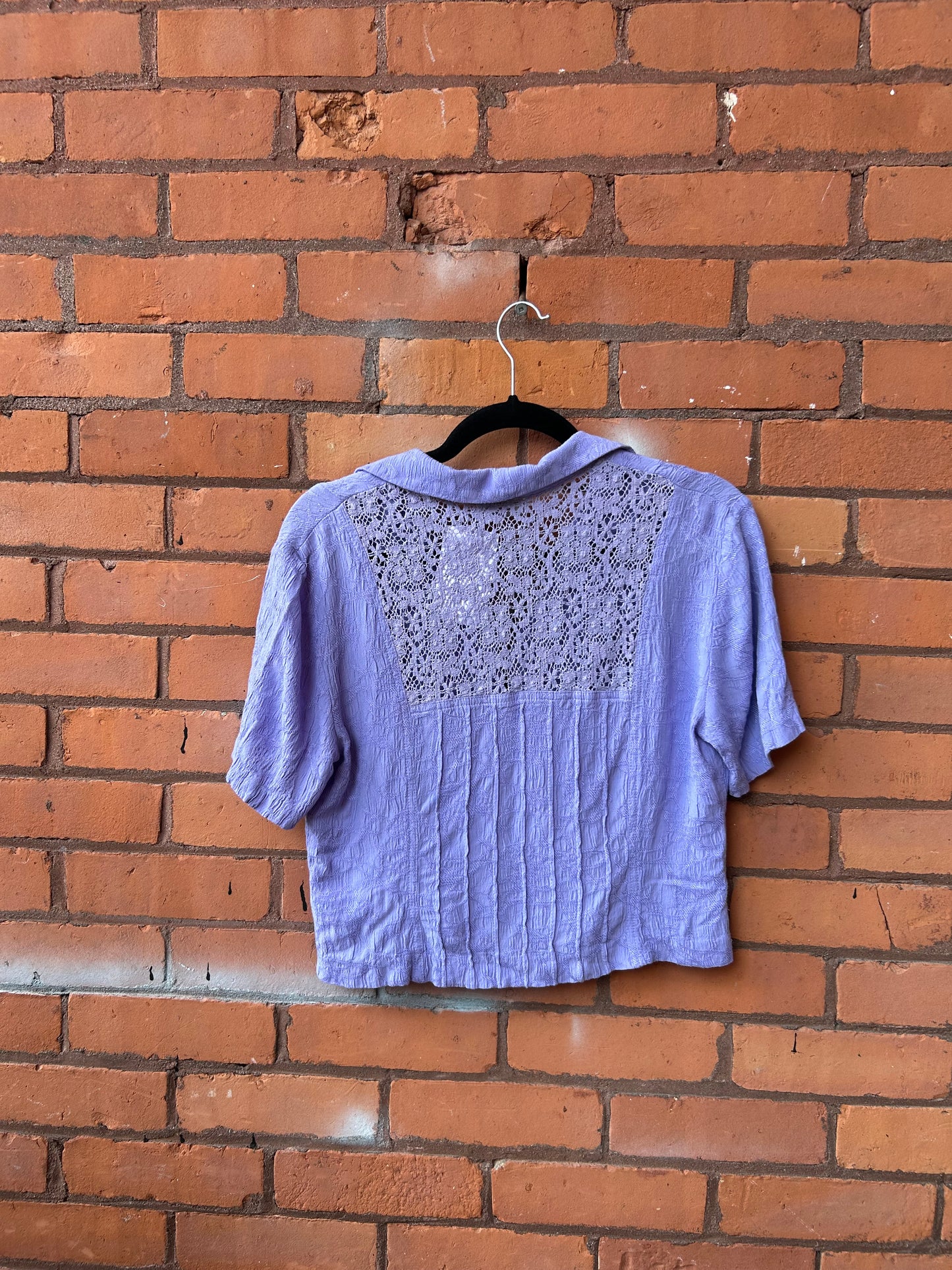 Y2K Vintage Purple Cropped Crotchet Button Down Top / Size M